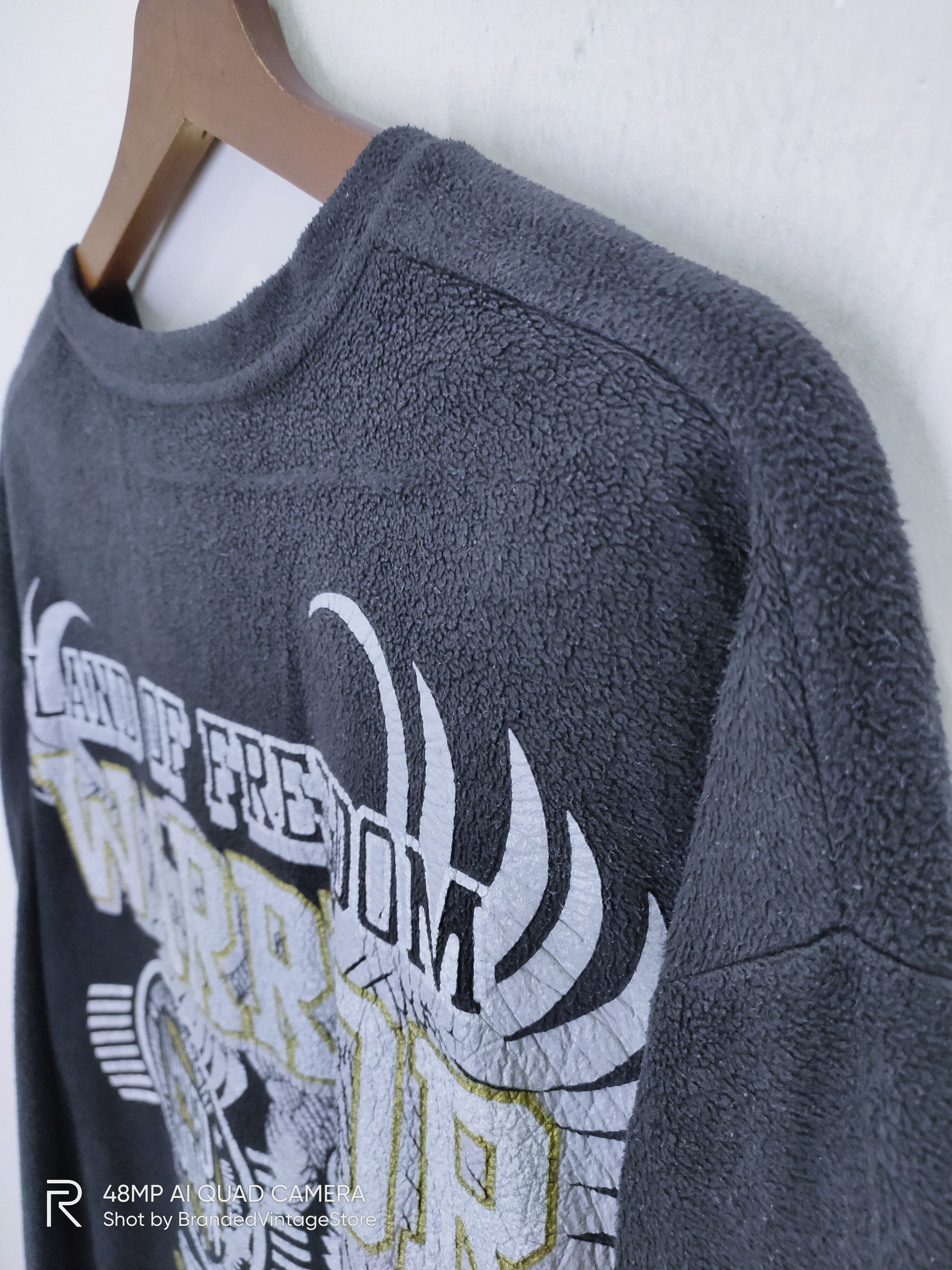 Japanese Brand Vintage LAND OF FREEDOM WARRIORS FISHING Fleece Sweatshirt Size US XL / EU 56 / 4 - 4 Thumbnail