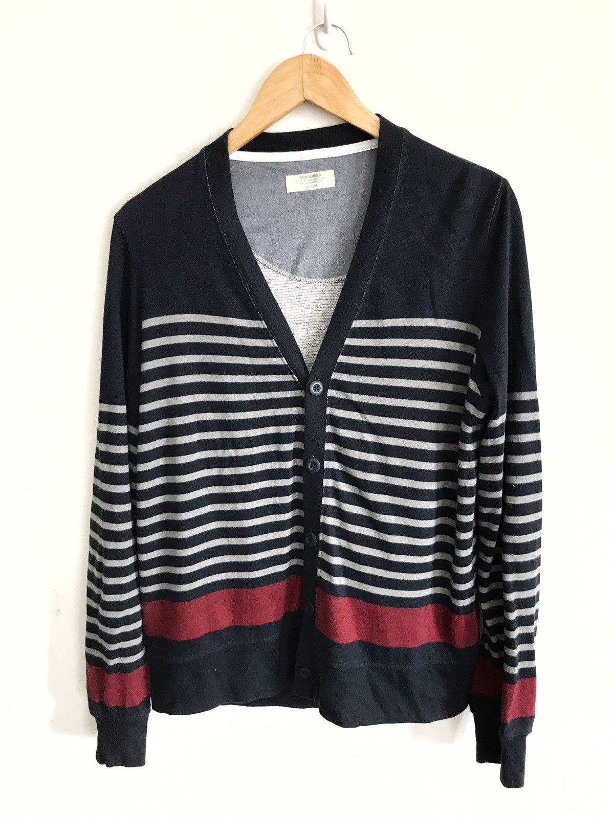 Designer × Japanese Brand Japanese Brand Back Number Stripes Button Cardigan Size US M / EU 48-50 / 2 - 1 Thumbnail