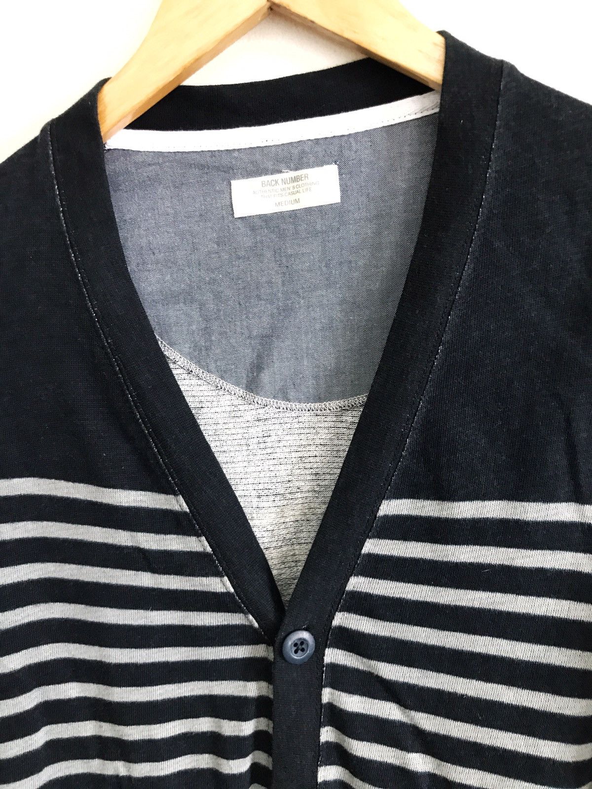 Designer × Japanese Brand Japanese Brand Back Number Stripes Button Cardigan Size US M / EU 48-50 / 2 - 3 Thumbnail
