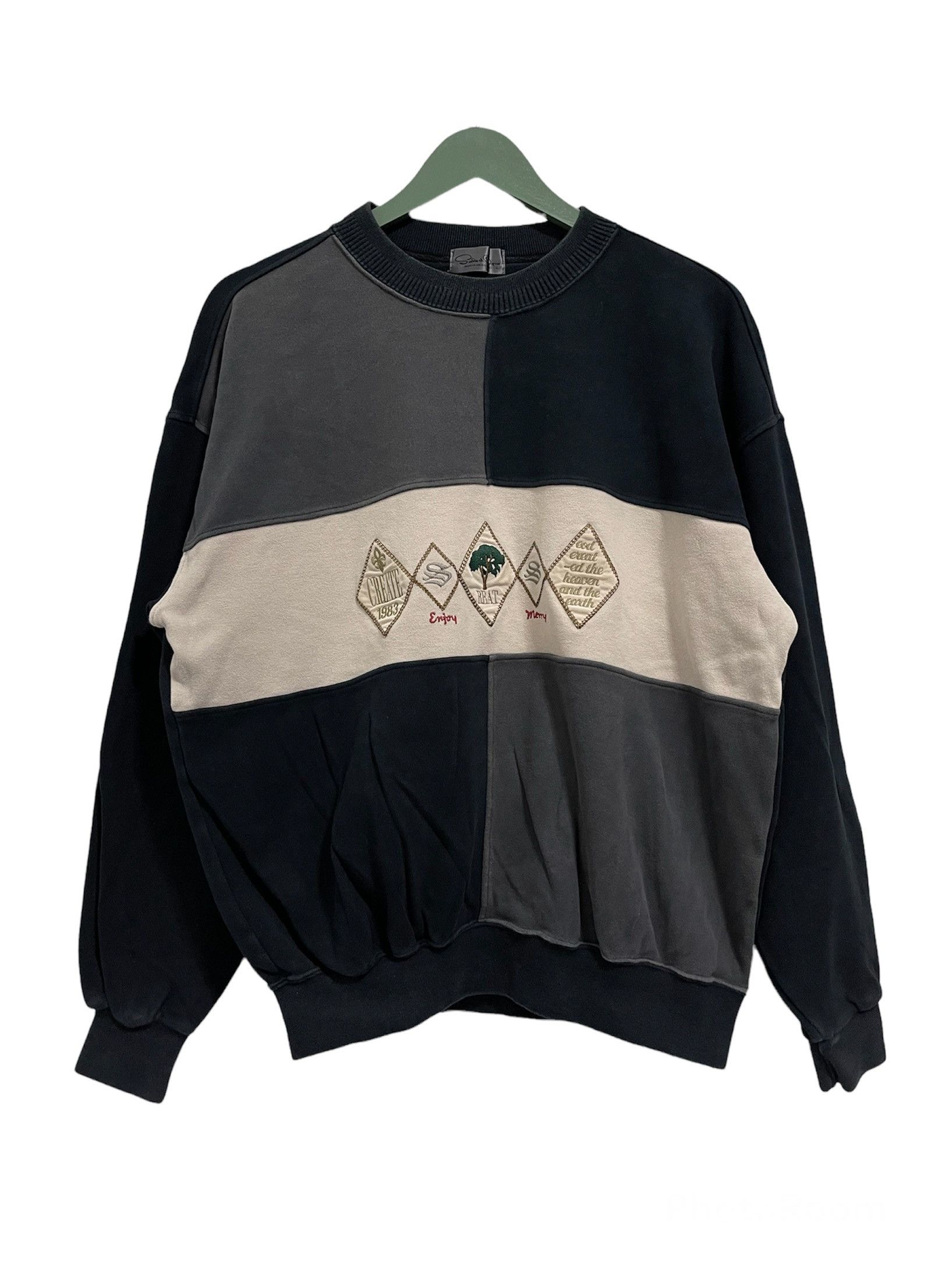 Japanese Brand × Vintage Japanese Enjoy Merry Colourblok Graphic Art Sweatshirt Size US M / EU 48-50 / 2 - 1 Thumbnail