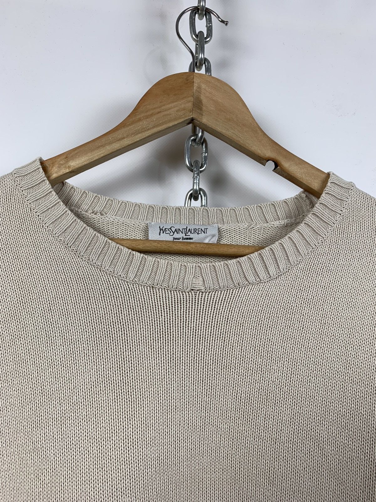 Vintage 90s Vintage Yves Saint Laurent YSL Beige Knit Sweater Size US L / EU 52-54 / 3 - 10 Thumbnail