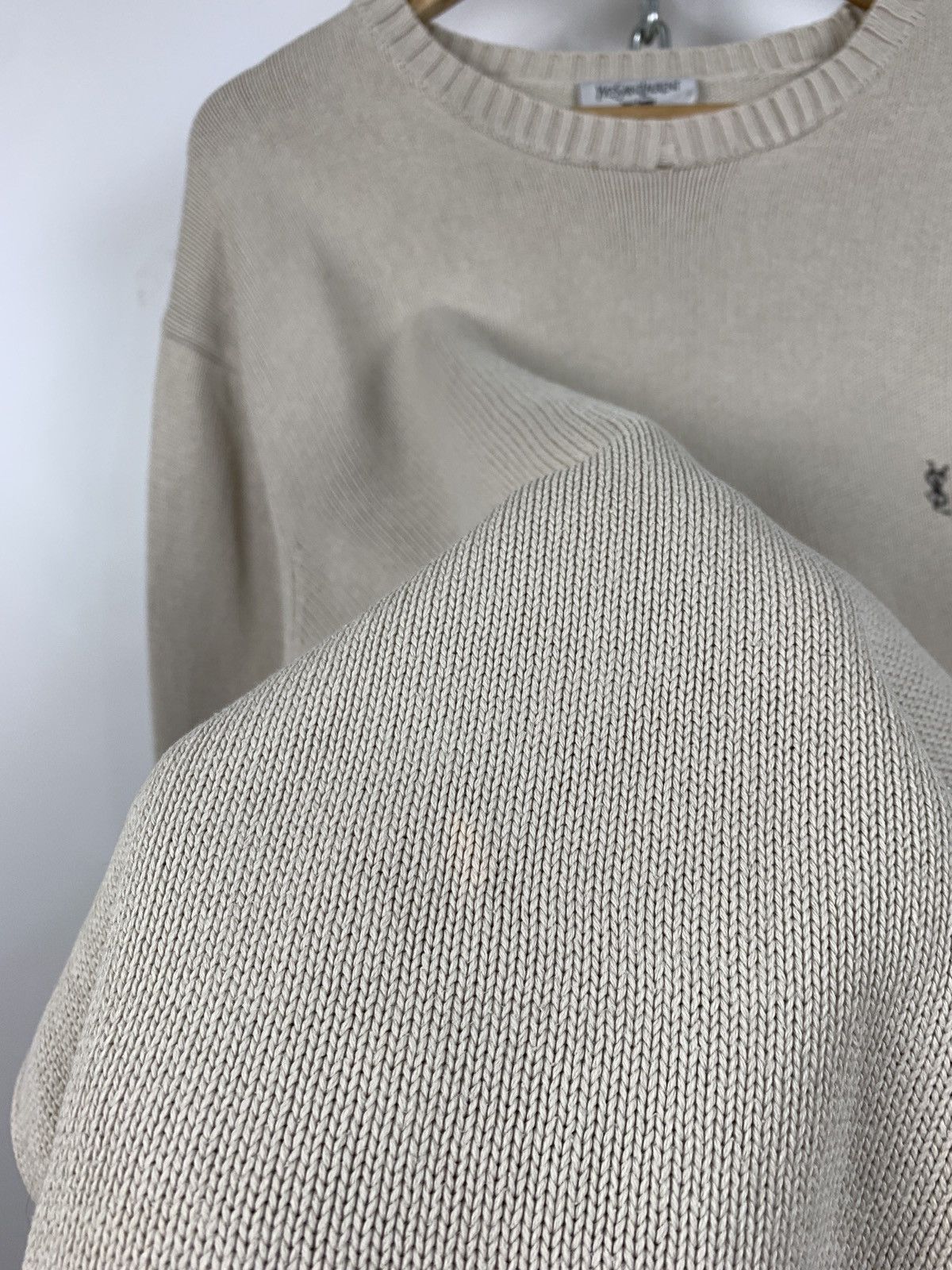 Vintage 90s Vintage Yves Saint Laurent YSL Beige Knit Sweater Size US L / EU 52-54 / 3 - 17 Thumbnail