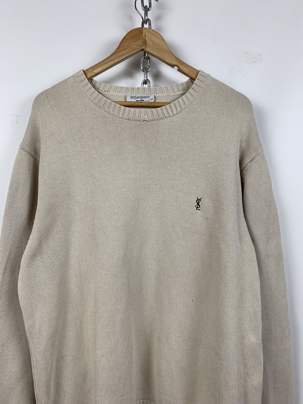 Vintage 90s Vintage Yves Saint Laurent YSL Beige Knit Sweater Size US L / EU 52-54 / 3 - 3 Thumbnail