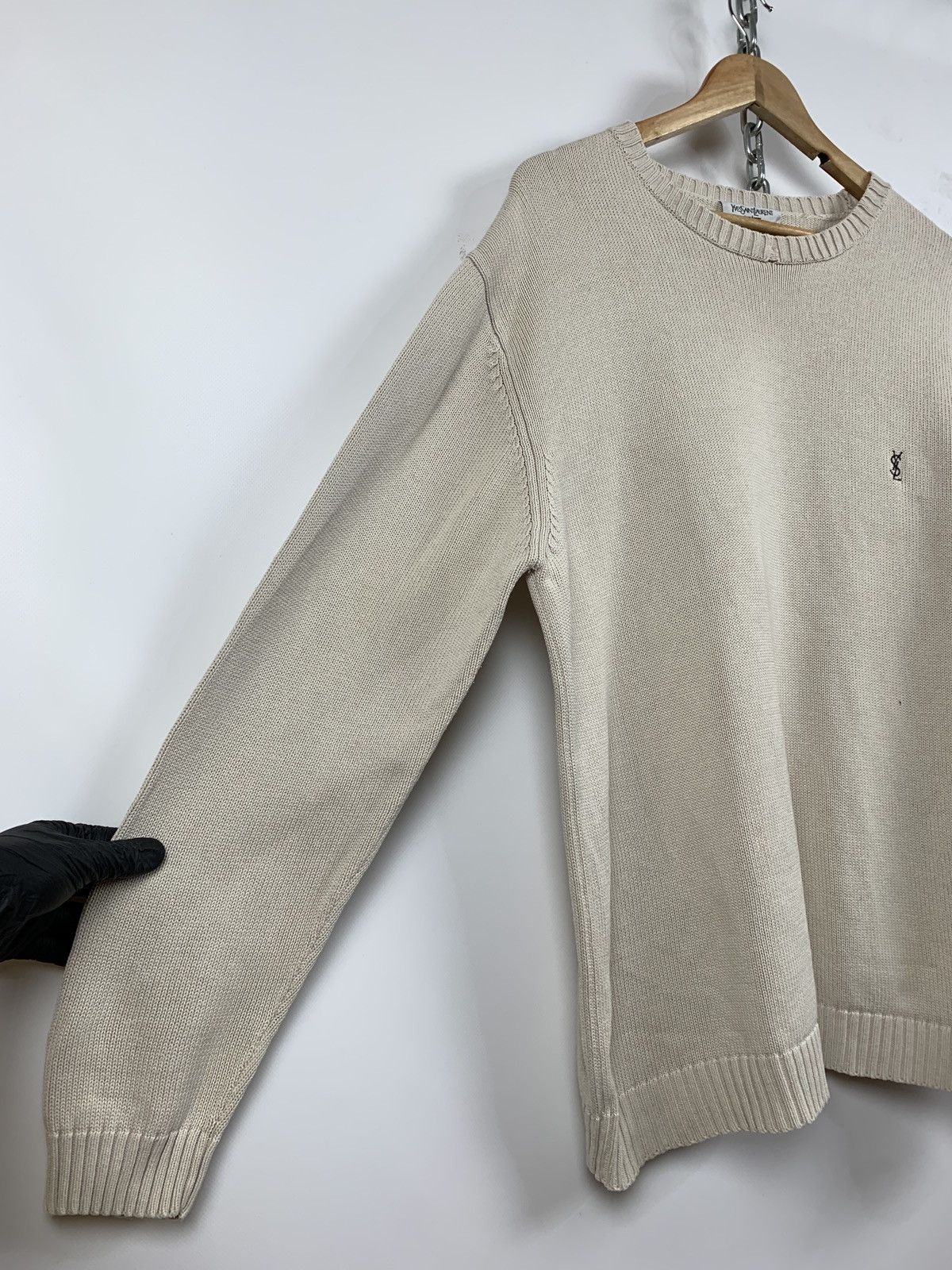 Vintage 90s Vintage Yves Saint Laurent YSL Beige Knit Sweater Size US L / EU 52-54 / 3 - 9 Thumbnail