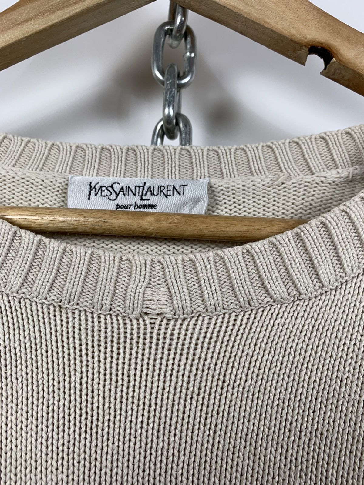 Vintage 90s Vintage Yves Saint Laurent YSL Beige Knit Sweater Size US L / EU 52-54 / 3 - 21 Thumbnail