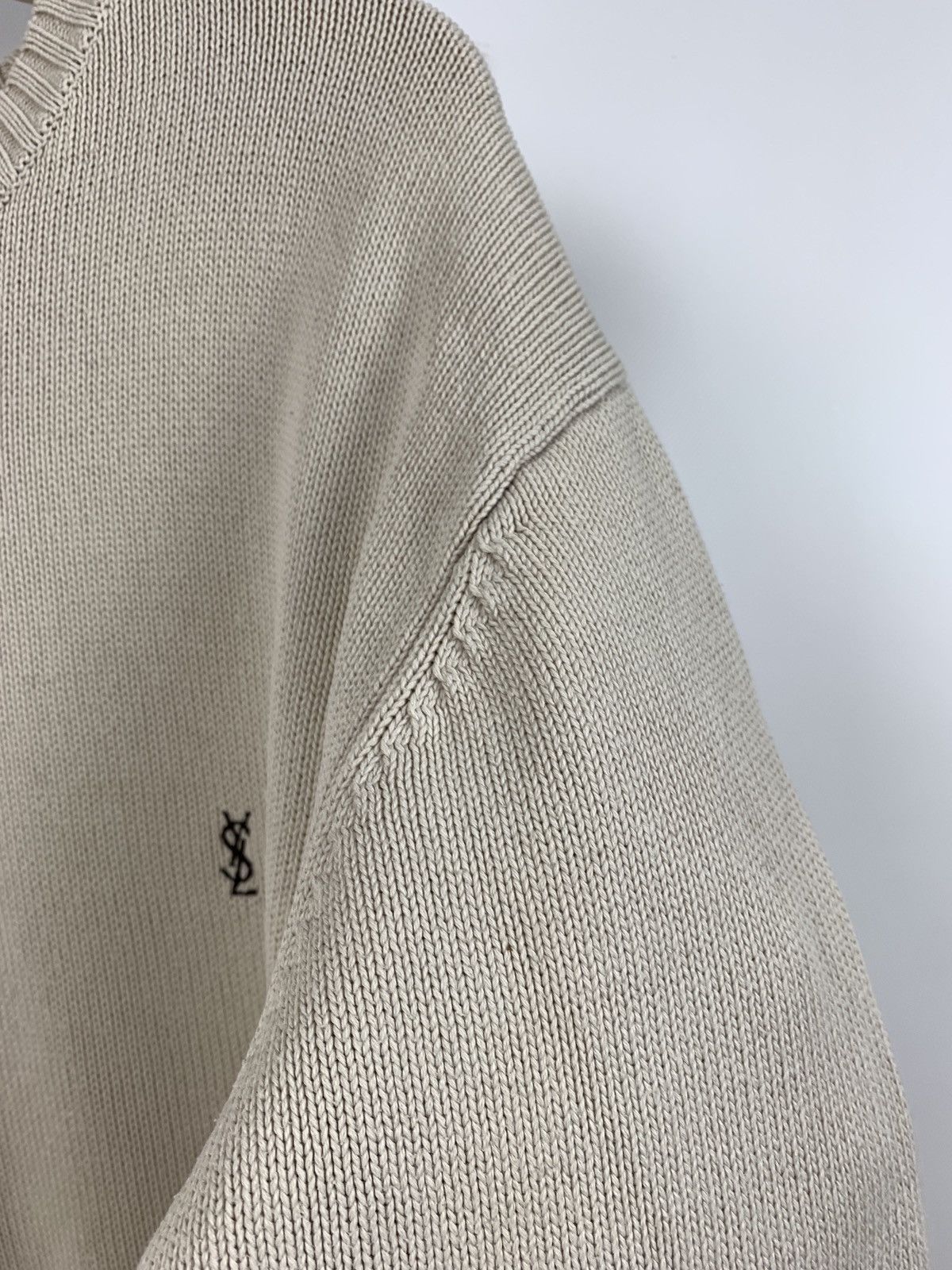 Vintage 90s Vintage Yves Saint Laurent YSL Beige Knit Sweater Size US L / EU 52-54 / 3 - 19 Thumbnail