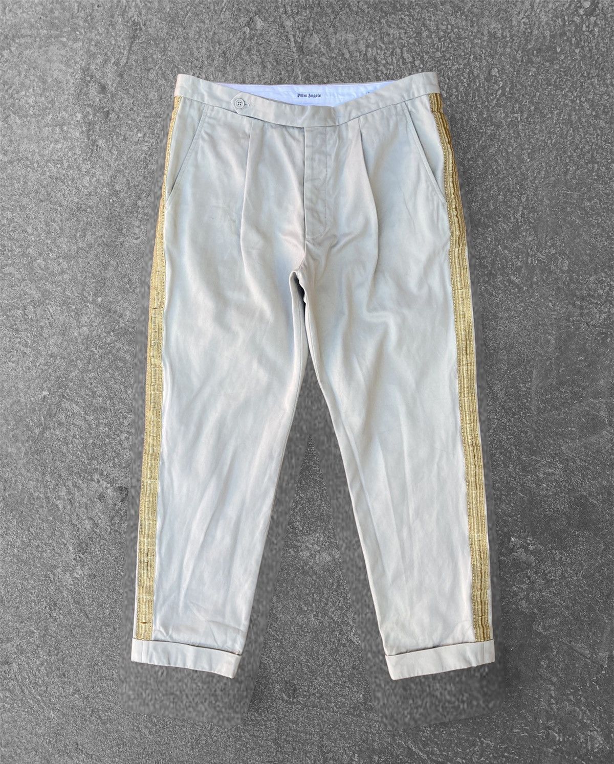 Palm Angels Gold Side Striped Pants Trousers Bottoms