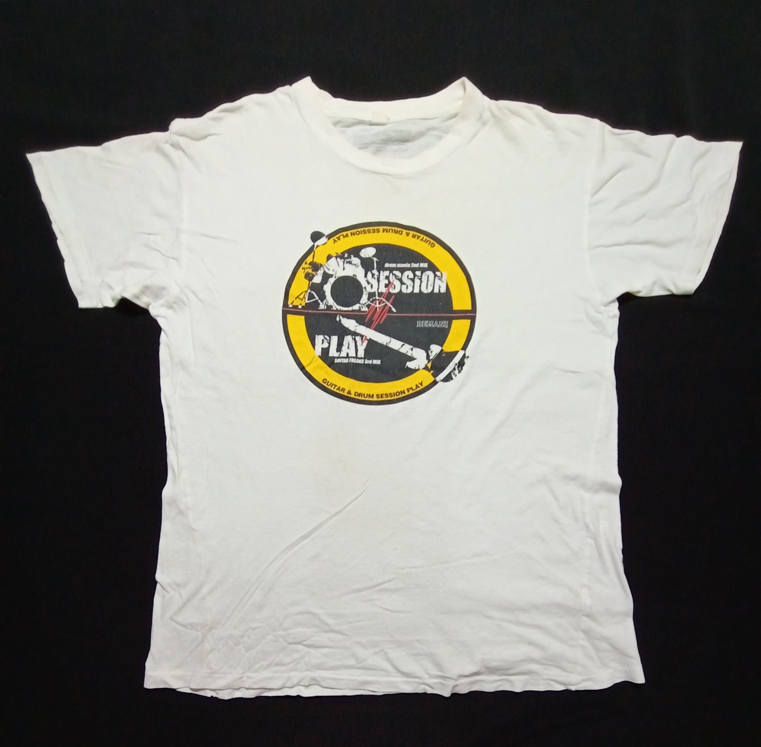 Japanese Brand Bemani Guitar & Drum Session Play Konami Sound Tee Size US L / EU 52-54 / 3 - 2 Thumbnail