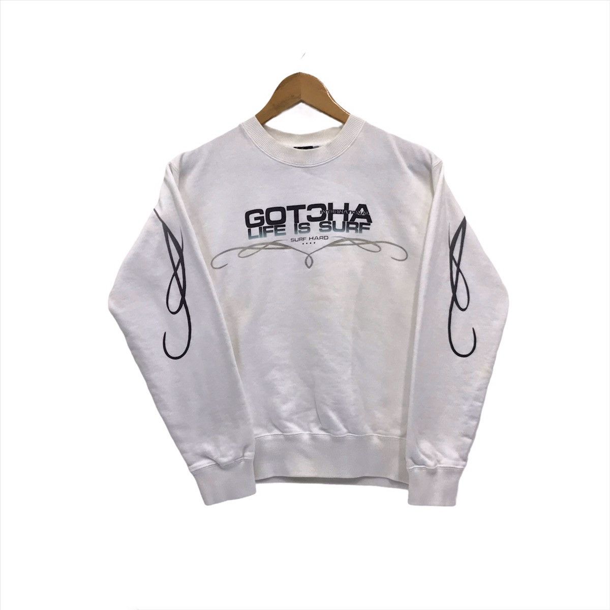 image of Vintage Gothca Sweatshirt Gotcha Surf Hawaiian Clothing in White, Men's (Size Small)