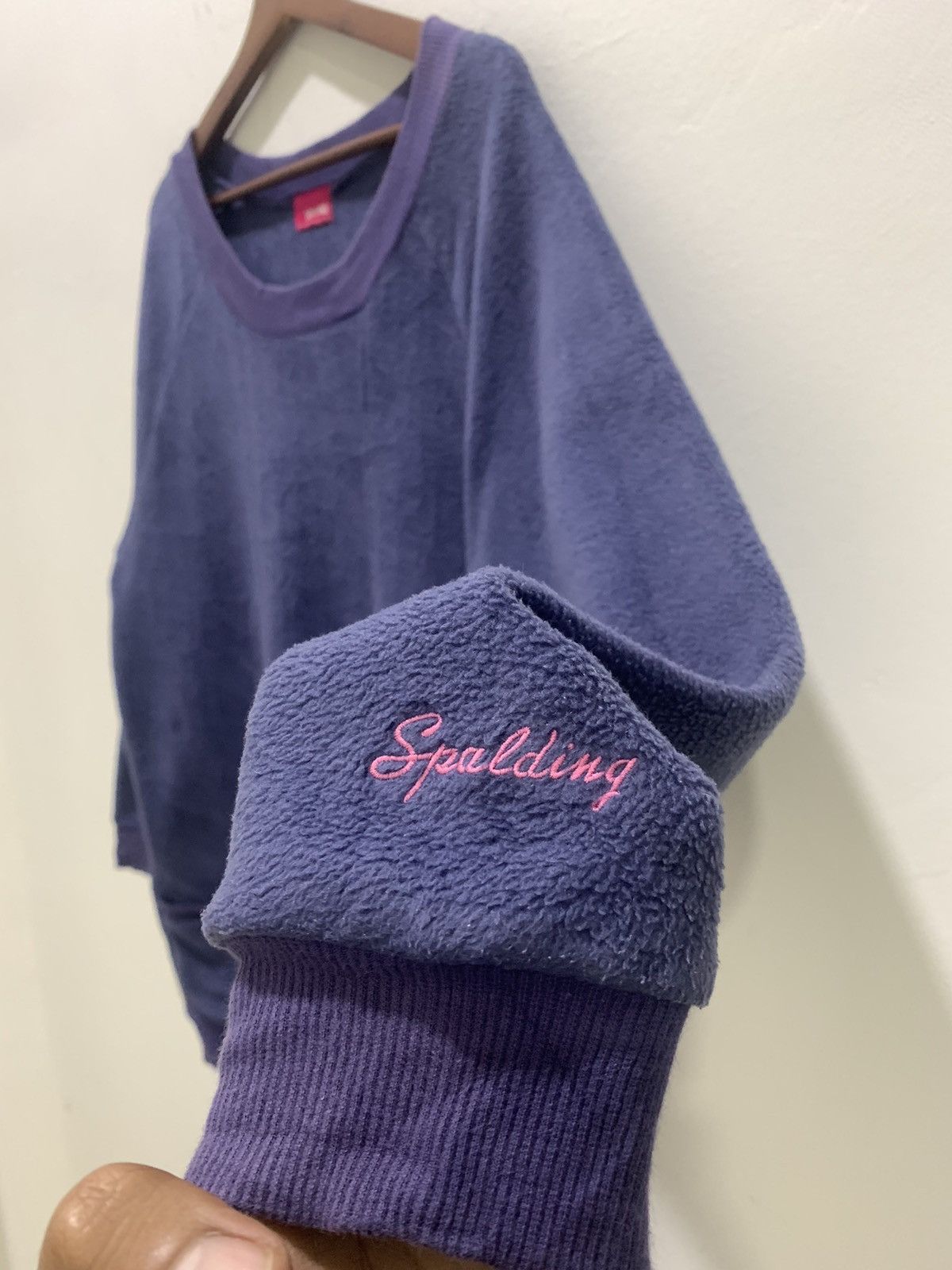 Japanese Brand × Spalding SPALDING Vintage 90s Soft Fleece Sherpa Long Jumper Sweater Size XL / US 12-14 / IT 48-50 - 7 Thumbnail