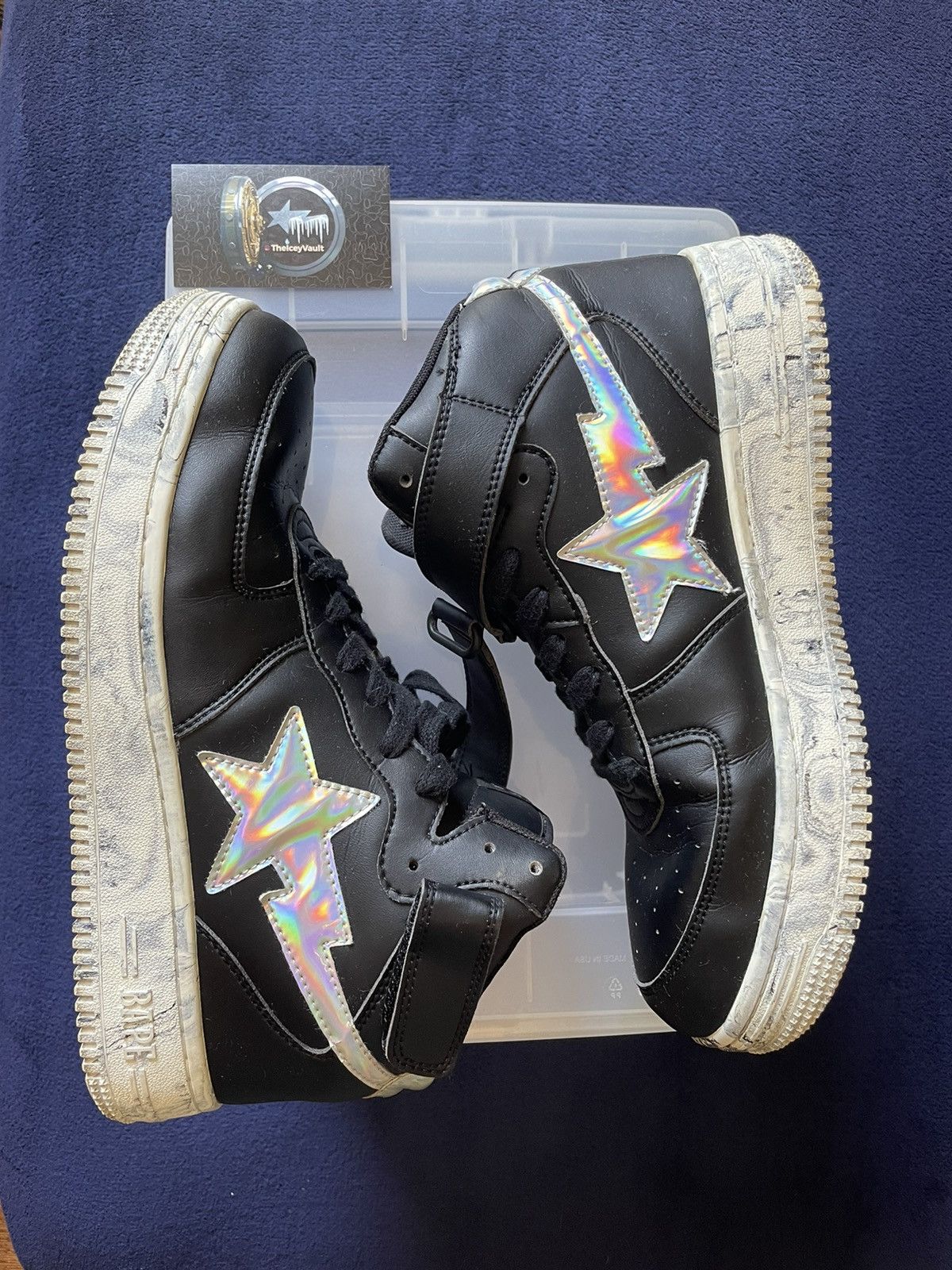 Bape Bape Black Leather / Marble Bapesta Mid Tops Size US 9.5 / EU 42-43 - 1 Thumbnail