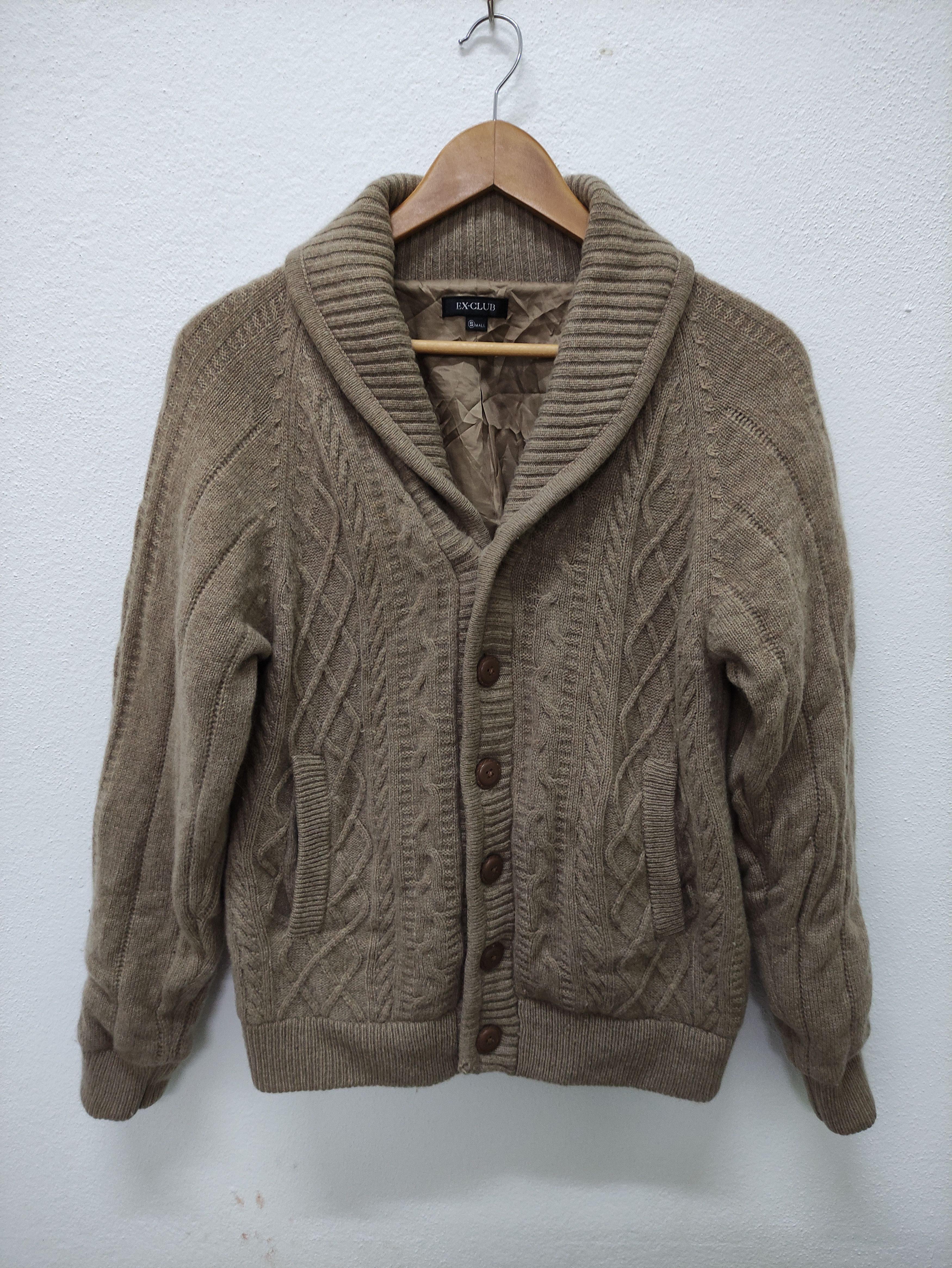 Japanese Brand Ex-Club Shawl Collar Wool Knit Cardigan Size US S / EU 44-46 / 1 - 1 Thumbnail