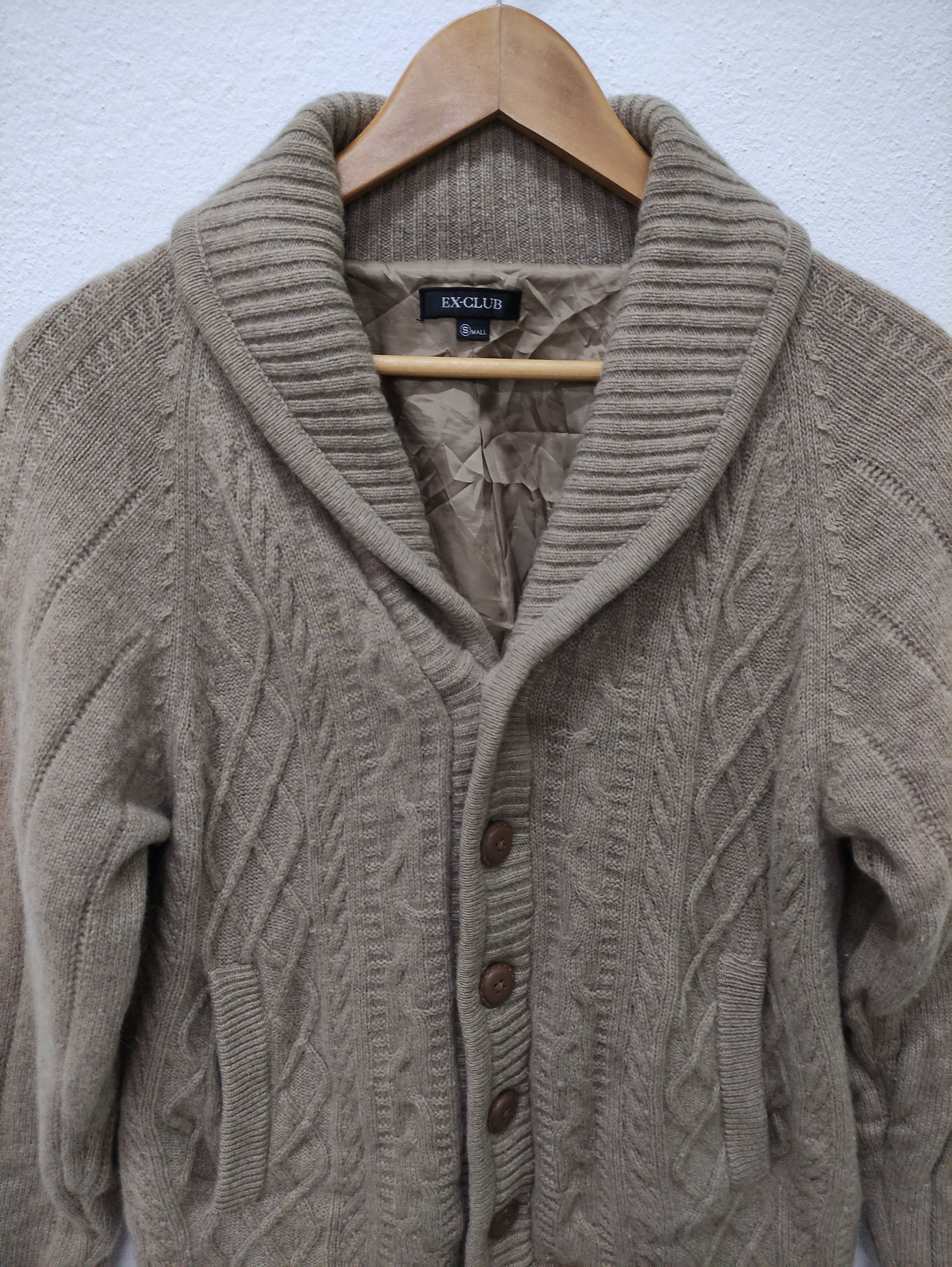 Japanese Brand Ex-Club Shawl Collar Wool Knit Cardigan Size US S / EU 44-46 / 1 - 3 Thumbnail