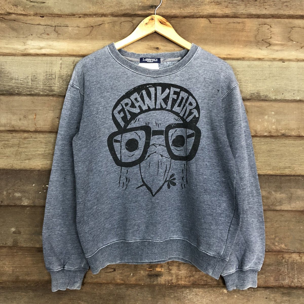 Japanese Brand × Vintage FrankFort cartoon faded Grey Sweatshirt #050B Size US M / EU 48-50 / 2 - 8 Thumbnail