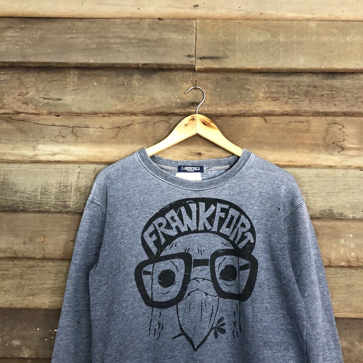 Japanese Brand × Vintage FrankFort cartoon faded Grey Sweatshirt #050B Size US M / EU 48-50 / 2 - 2 Thumbnail
