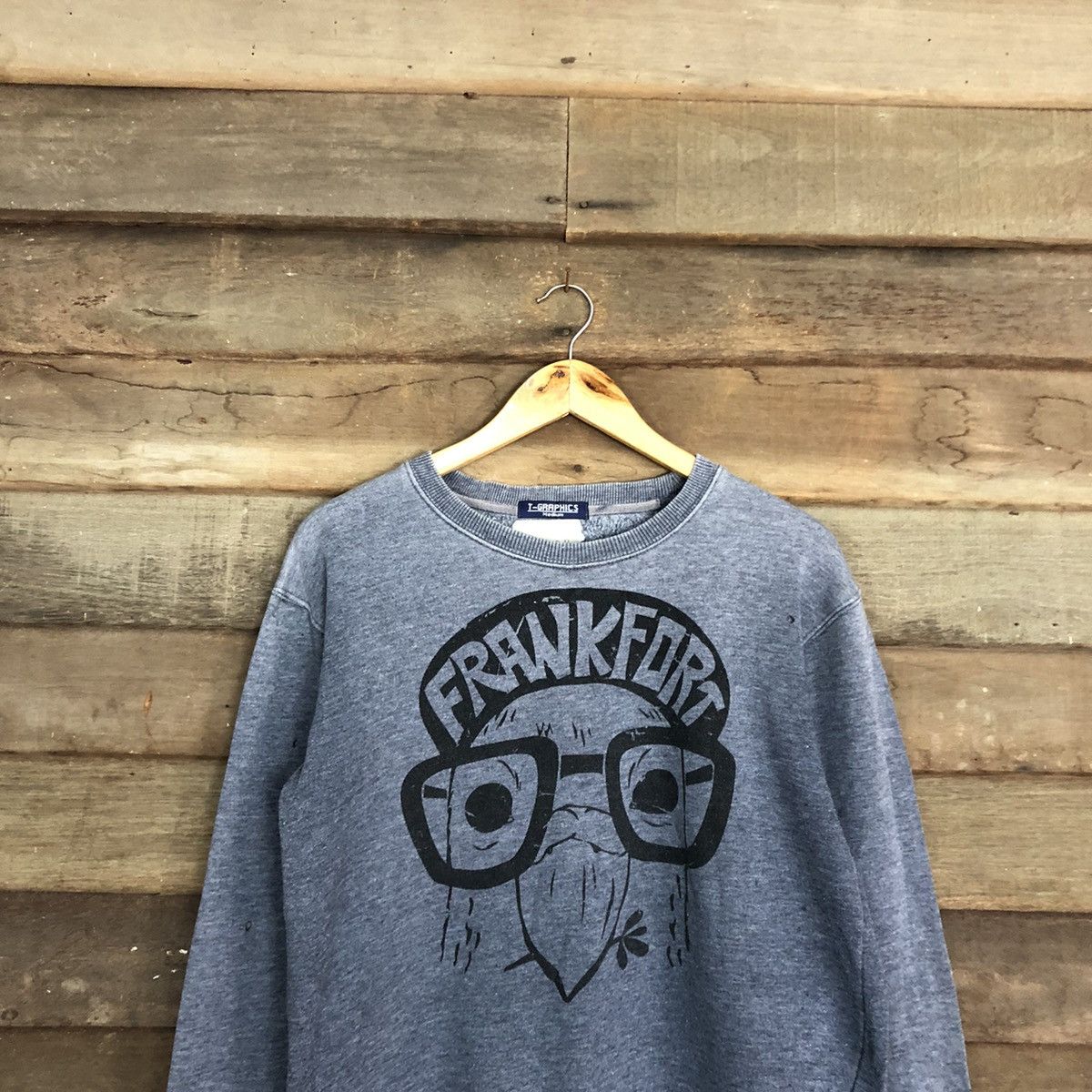 Japanese Brand × Vintage FrankFort cartoon faded Grey Sweatshirt #050B Size US M / EU 48-50 / 2 - 9 Thumbnail