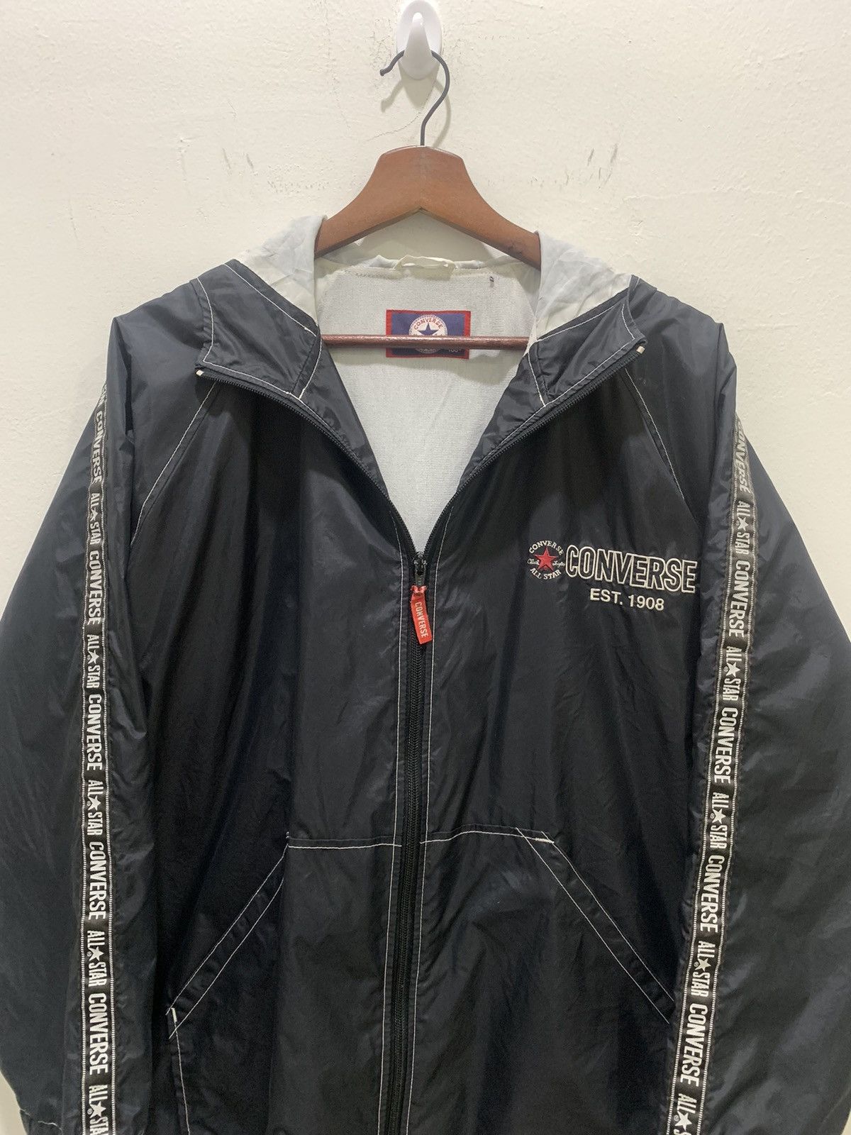 Converse × Goretex CONVERSE 90s Ski Side Tape Nylon Windbreaker Hoodie Jacket Size US XL / EU 56 / 4 - 6 Thumbnail