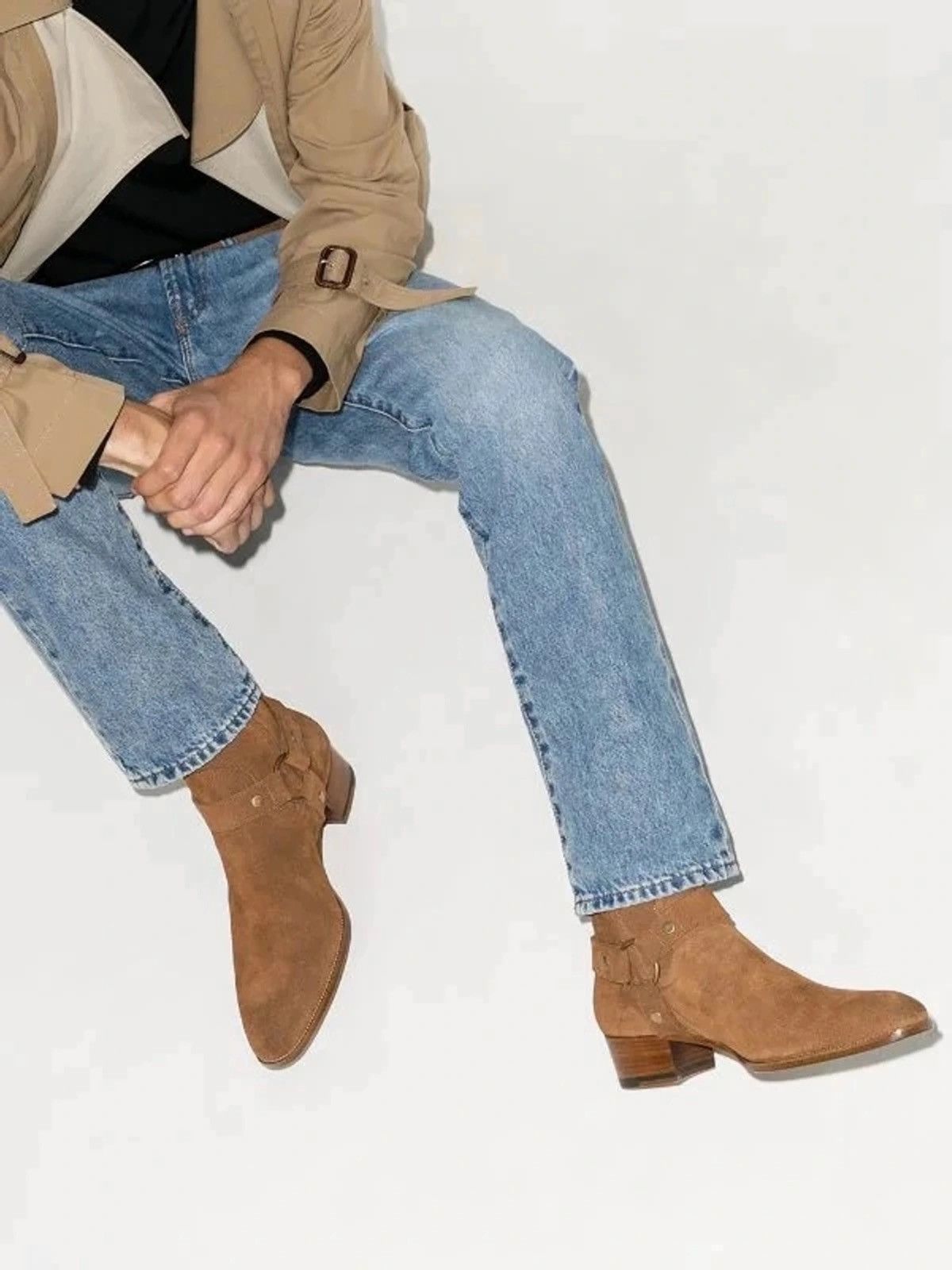Hedi Slimane × Saint Laurent Paris 16SS Hedi Ver Nut Suede Wyatt Harness Boots Sz40 & 41 Size US 7 / EU 40 - 14 Thumbnail