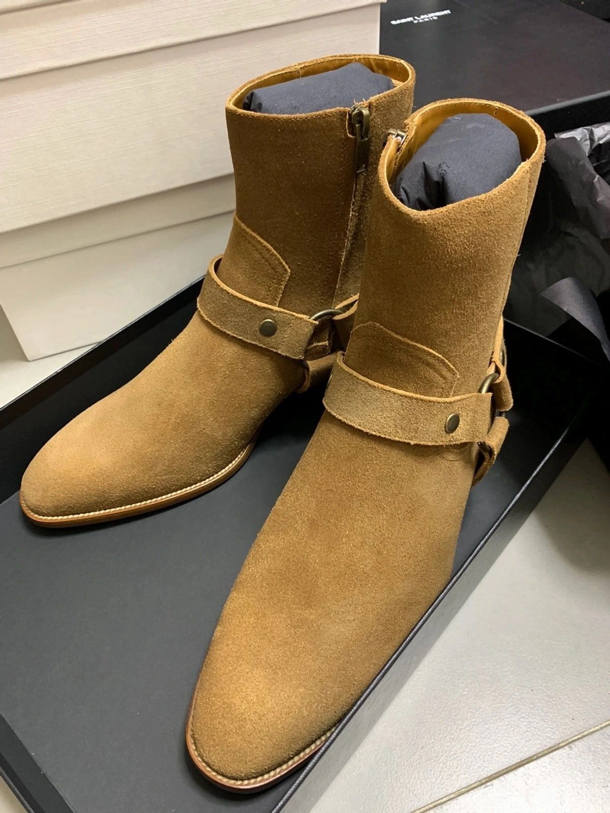 Hedi Slimane × Saint Laurent Paris 16SS Hedi Ver Nut Suede Wyatt Harness Boots Sz40 & 41 Size US 7 / EU 40 - 3 Thumbnail