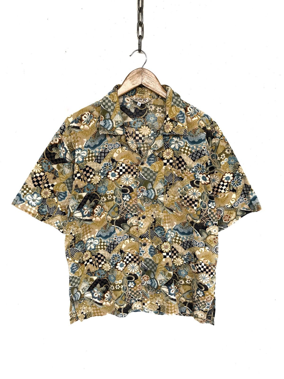 Japanese Brand Kurashikiya 🇯🇵 Script Camp Collar Hawaiian Shirt Size US M / EU 48-50 / 2 - 2 Thumbnail