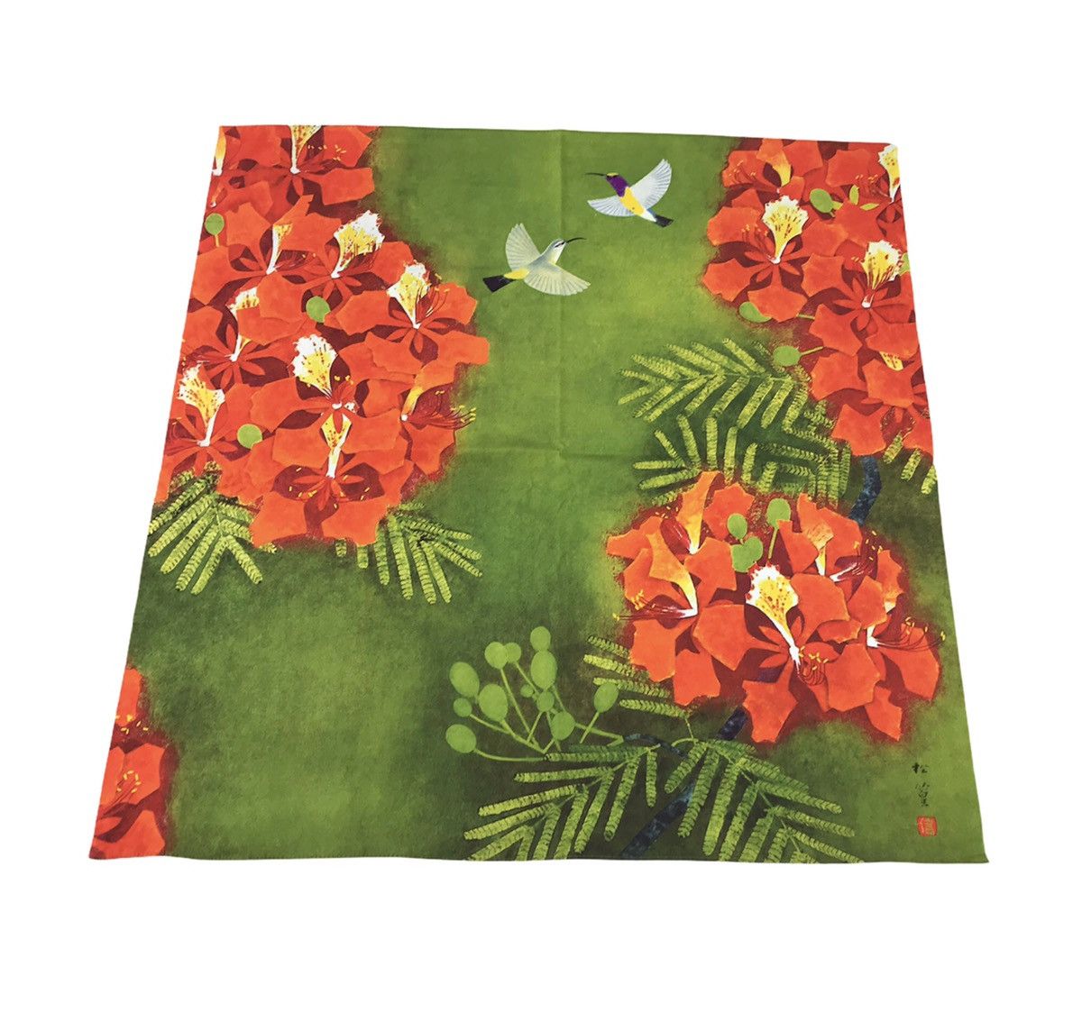 Other × Vintage Vintage 90s Handkerchief Pocket Square Silk Scarf Floral Size ONE SIZE - 2 Thumbnail
