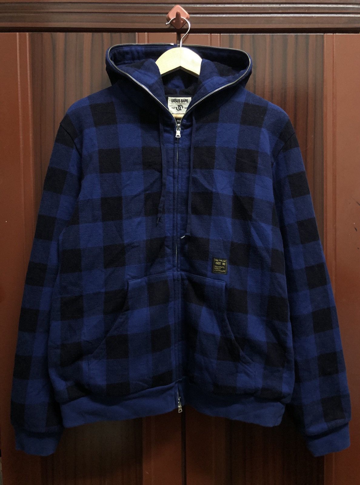 Bape URSUS BAPE Plaid Waffle Lined Fullzip Hoodie Size US L / EU 52-54 / 3 - 1 Thumbnail