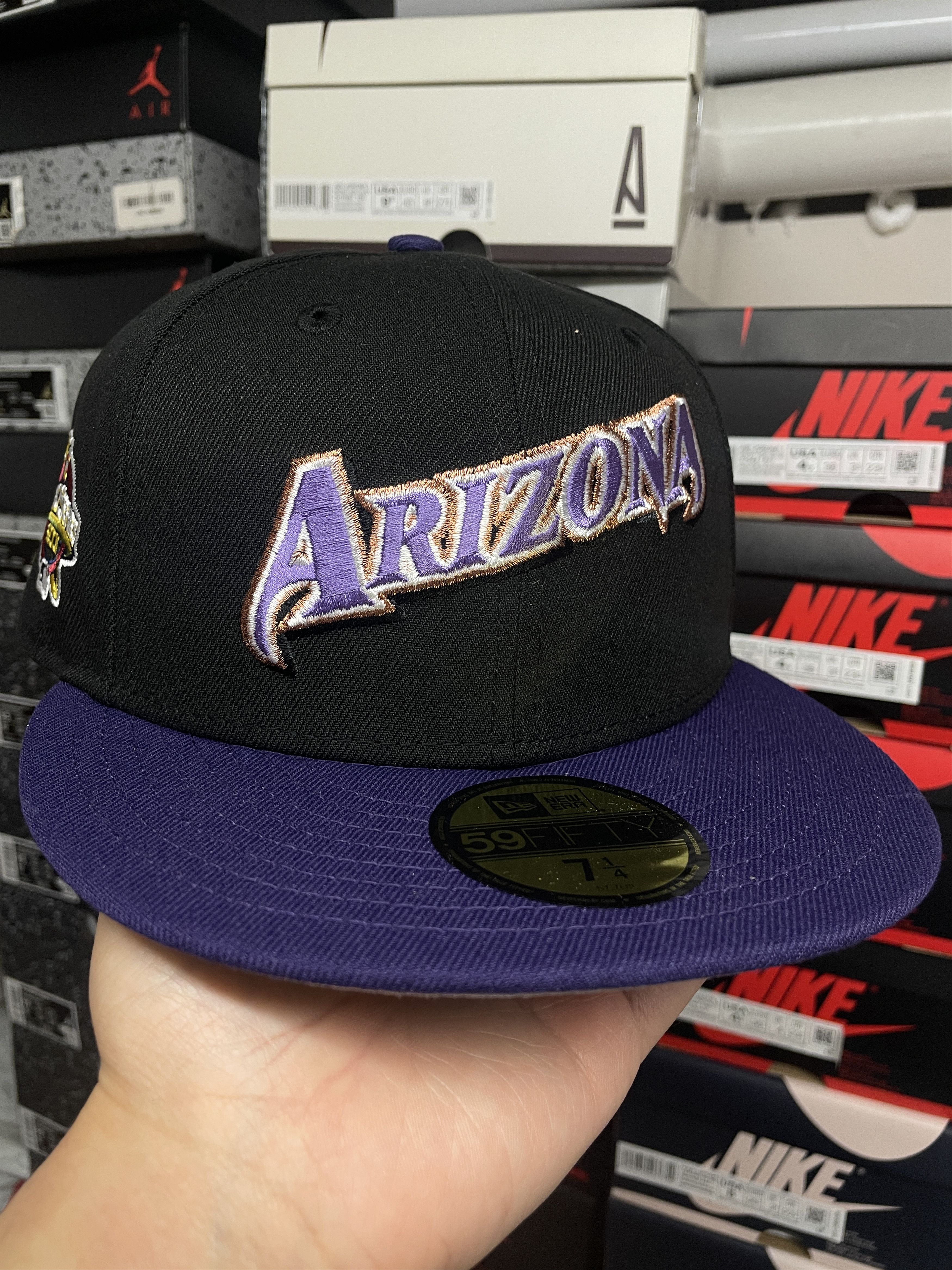 image of Hat Club x Mlb 7 1/4 Hatclub Script Wordmark Arizona Diamondbacks Black Ws, Men's