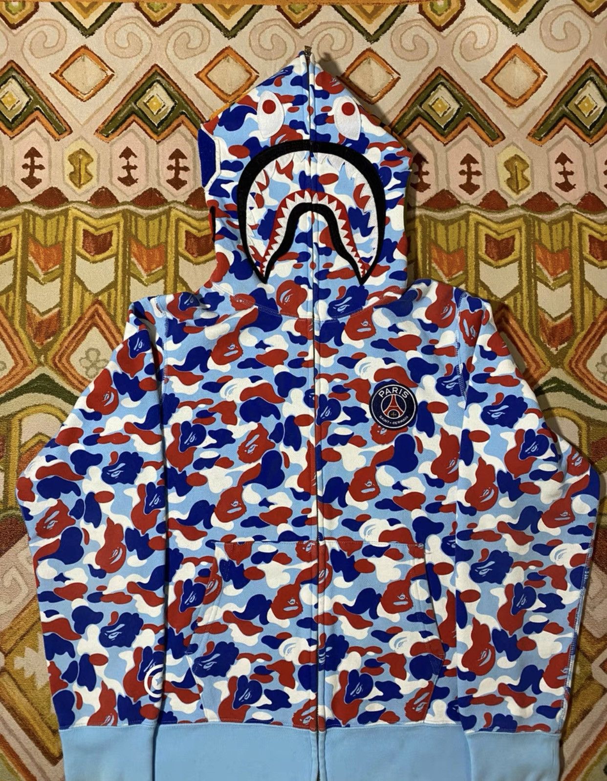 Bape BAPE x PSG PARIS SHARK FULL ZIP HOODIE Grailed