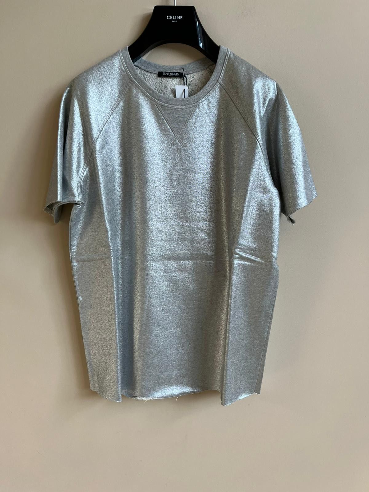 Balmain Metallic Raglan Tee in Silver Color Size US S / EU 44-46 / 1 - 1 Thumbnail