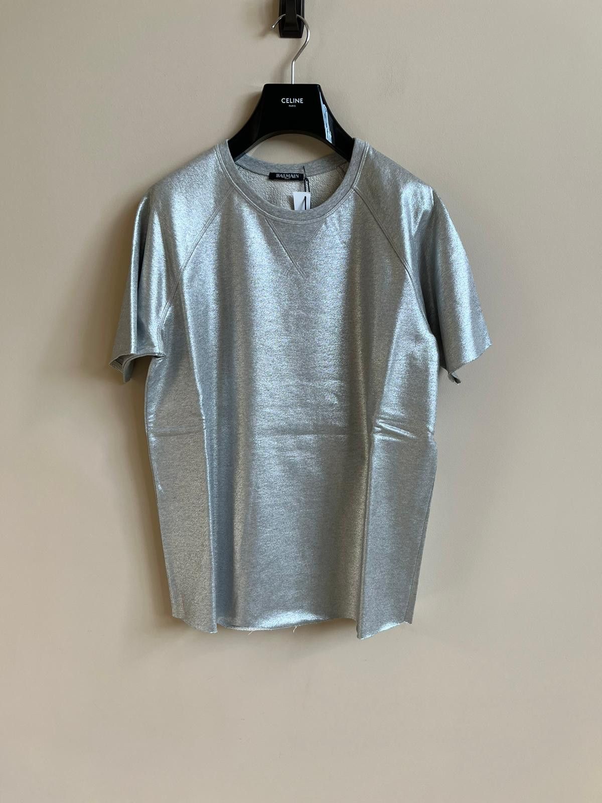 Balmain Metallic Raglan Tee in Silver Color Size US S / EU 44-46 / 1 - 2 Thumbnail