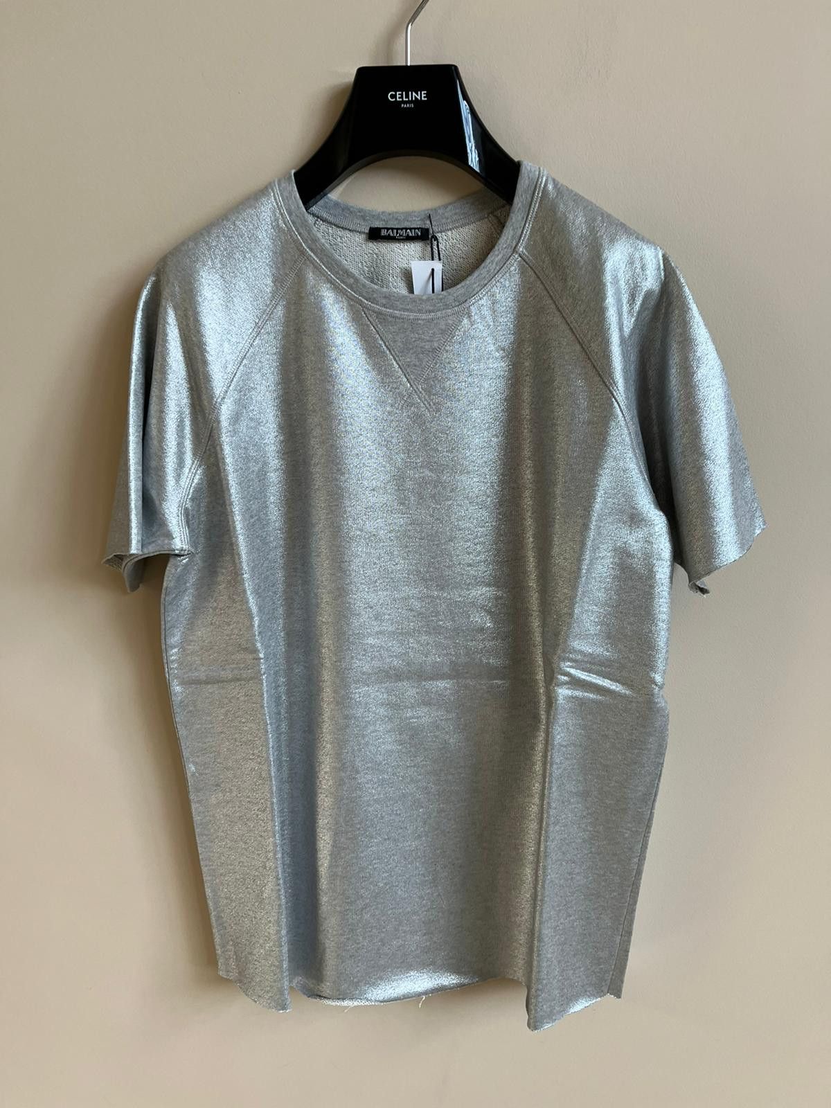 Balmain Metallic Raglan Tee in Silver Color Size US S / EU 44-46 / 1 - 4 Thumbnail