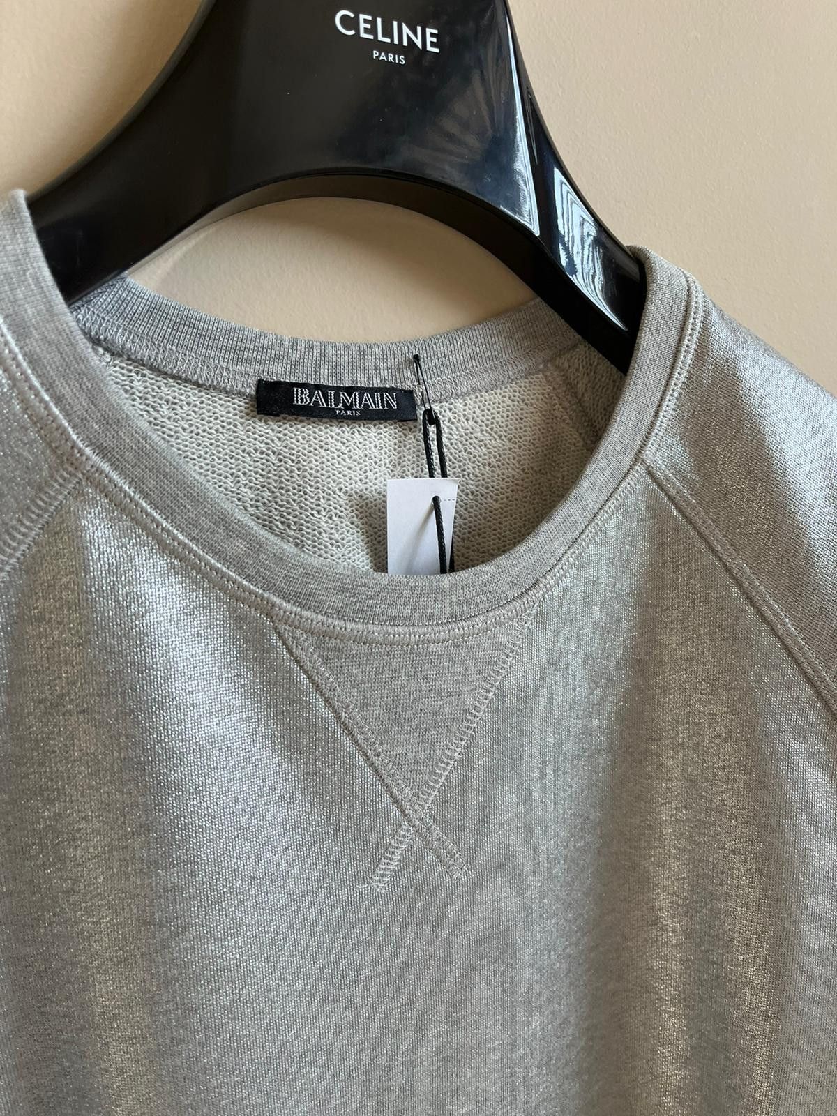 Balmain Metallic Raglan Tee in Silver Color Size US S / EU 44-46 / 1 - 6 Thumbnail