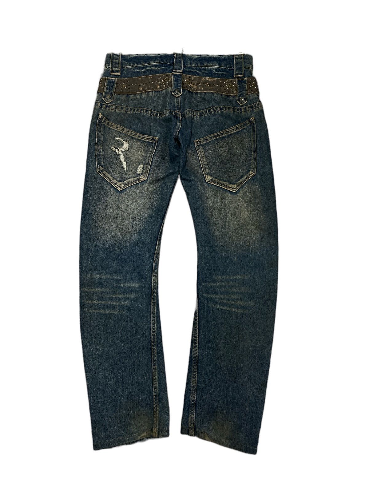 Japanese Brand × Vintage SICK💥DOUBLE WAIST EAT EYES STUDED DISTRESSED DENIM PANTS Size US 32 / EU 48 - 6 Thumbnail