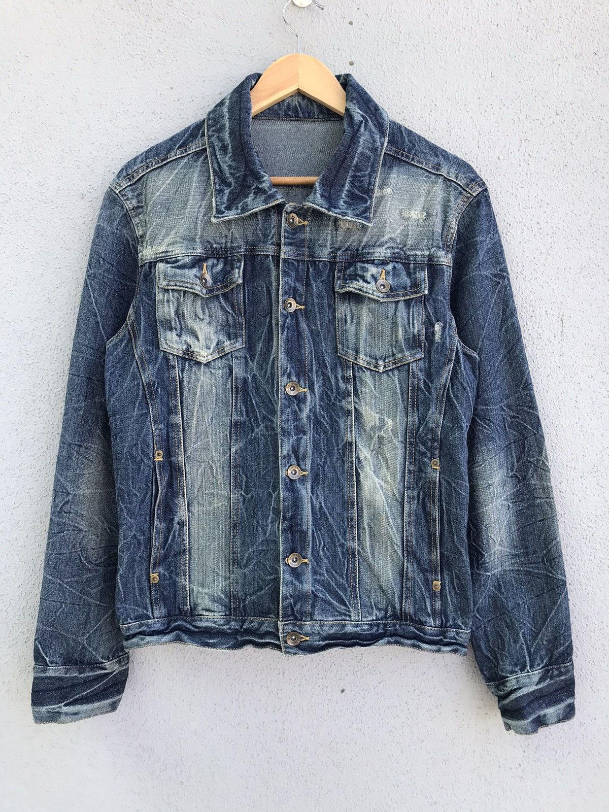 Japanese Brand Japanese Semantic Design Blue Stonewashed Denim Jacket Size US M / EU 48-50 / 2 - 1 Thumbnail