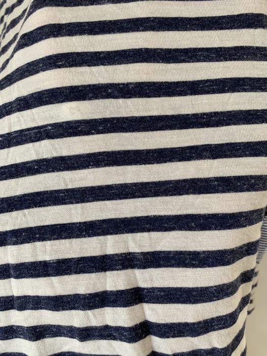 Vintage (S) Greg Lauren Blue/White Stripe Long Sleeve Wrecked Tee