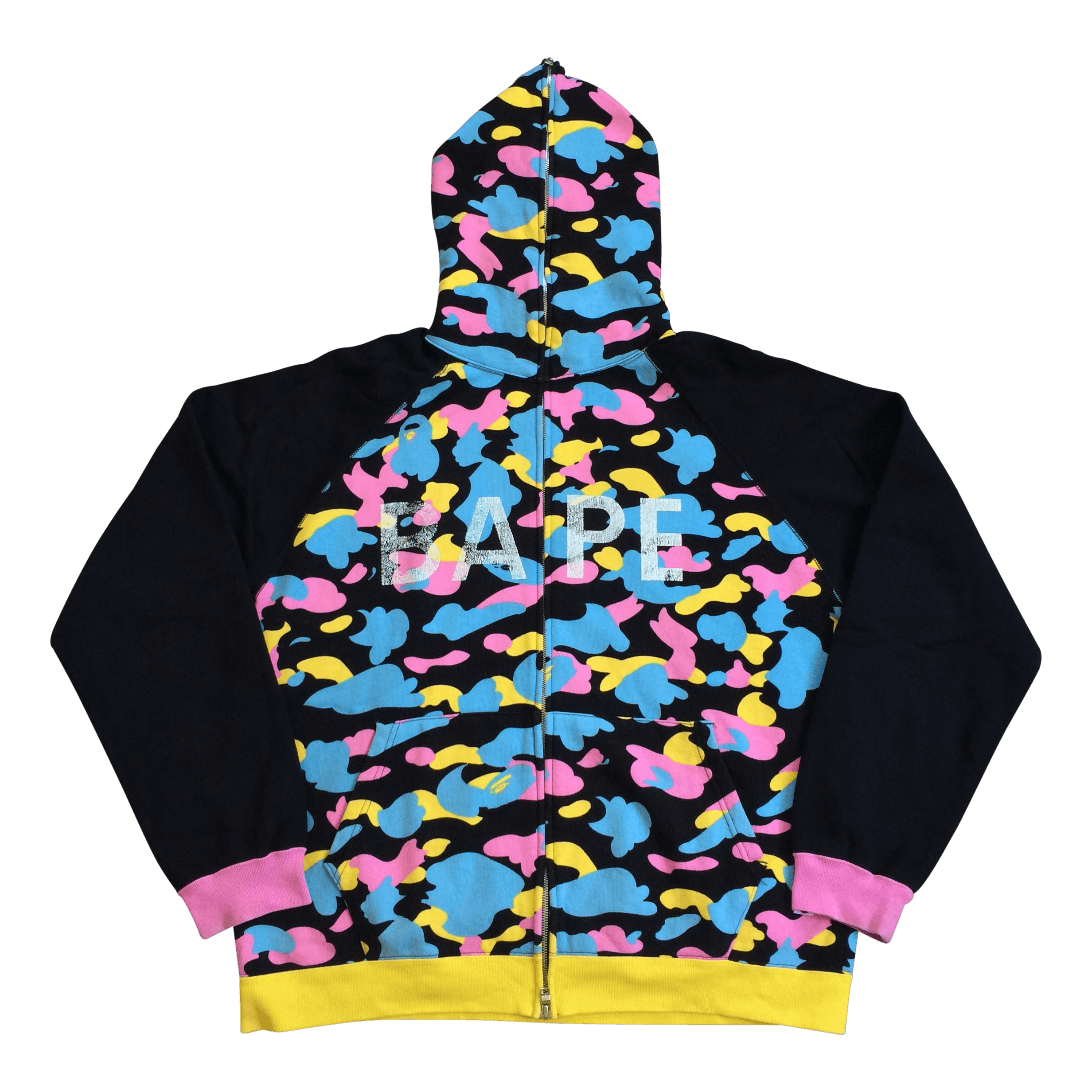 image of Og Bape Cotton Candy Camo Full Zip Hoodie in Black, Men's (Size Large)