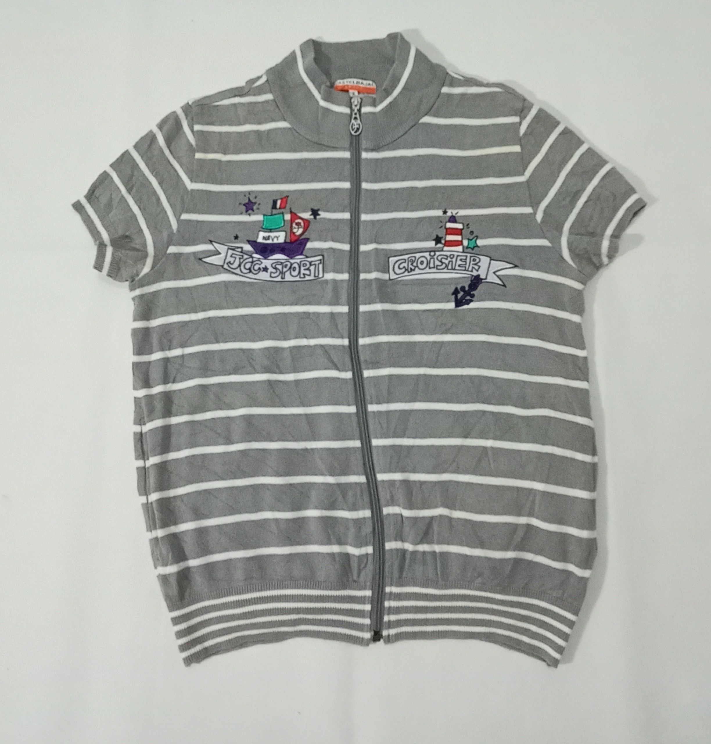 Designer Jean Charles De Castelbajac Navy Croisier Art Zipper Tee Size M / US 6-8 / IT 42-44 - 1 Thumbnail