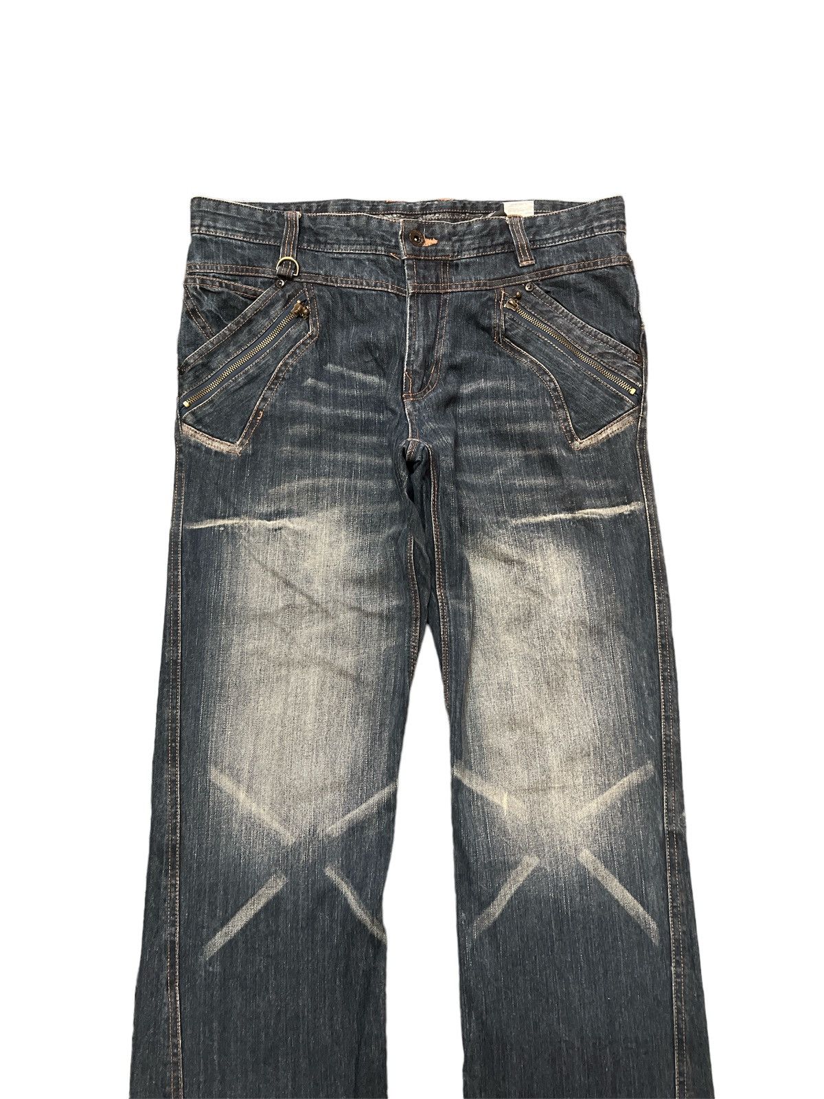 Japanese Brand FLARE💥DOUBLE FOKUS TWIST DISTRESSED DENIM PANT Size US 33 - 3 Thumbnail