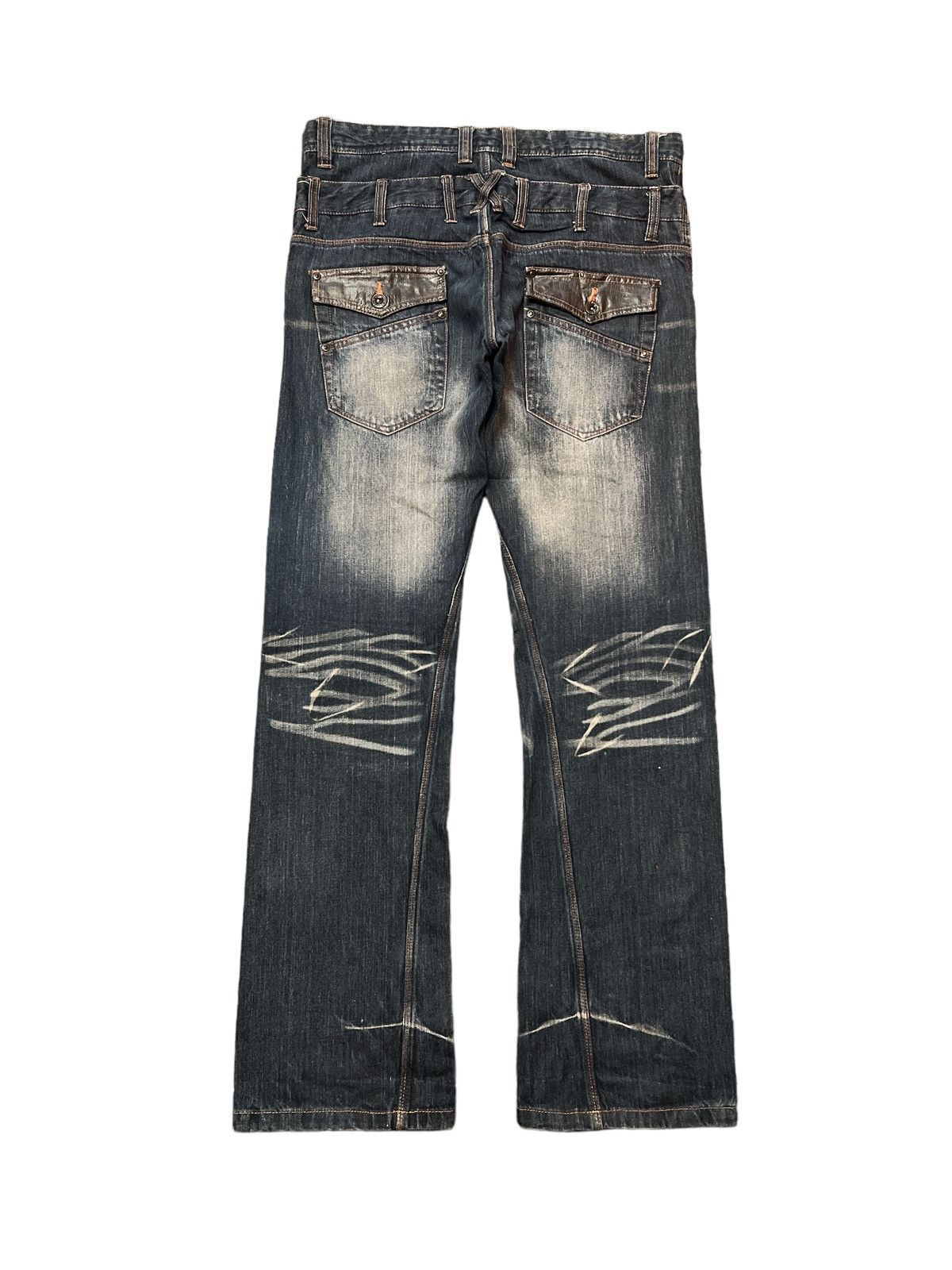 Japanese Brand FLARE💥DOUBLE FOKUS TWIST DISTRESSED DENIM PANT Size US 33 - 6 Thumbnail