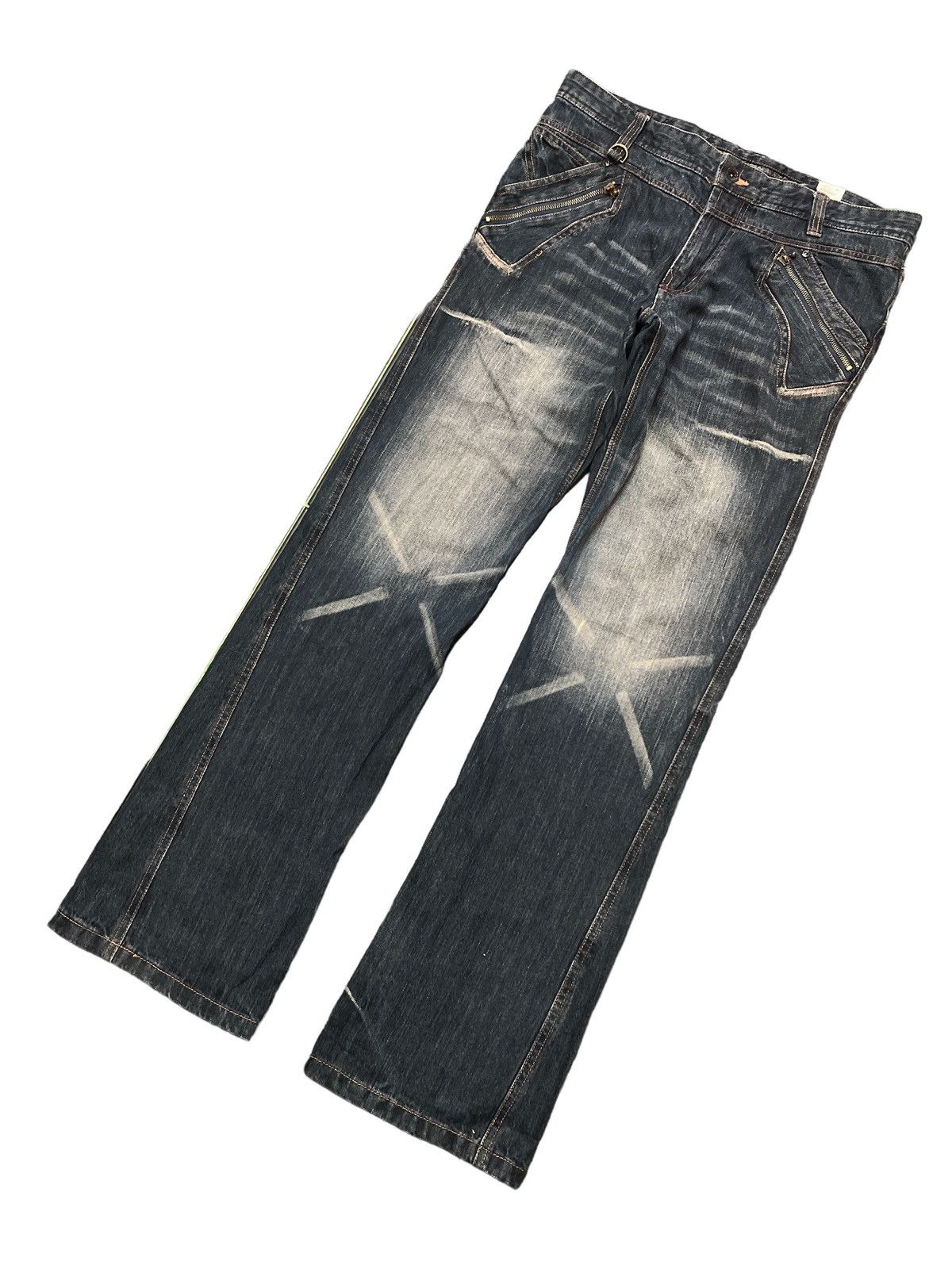 Japanese Brand FLARE💥DOUBLE FOKUS TWIST DISTRESSED DENIM PANT Size US 33 - 5 Thumbnail