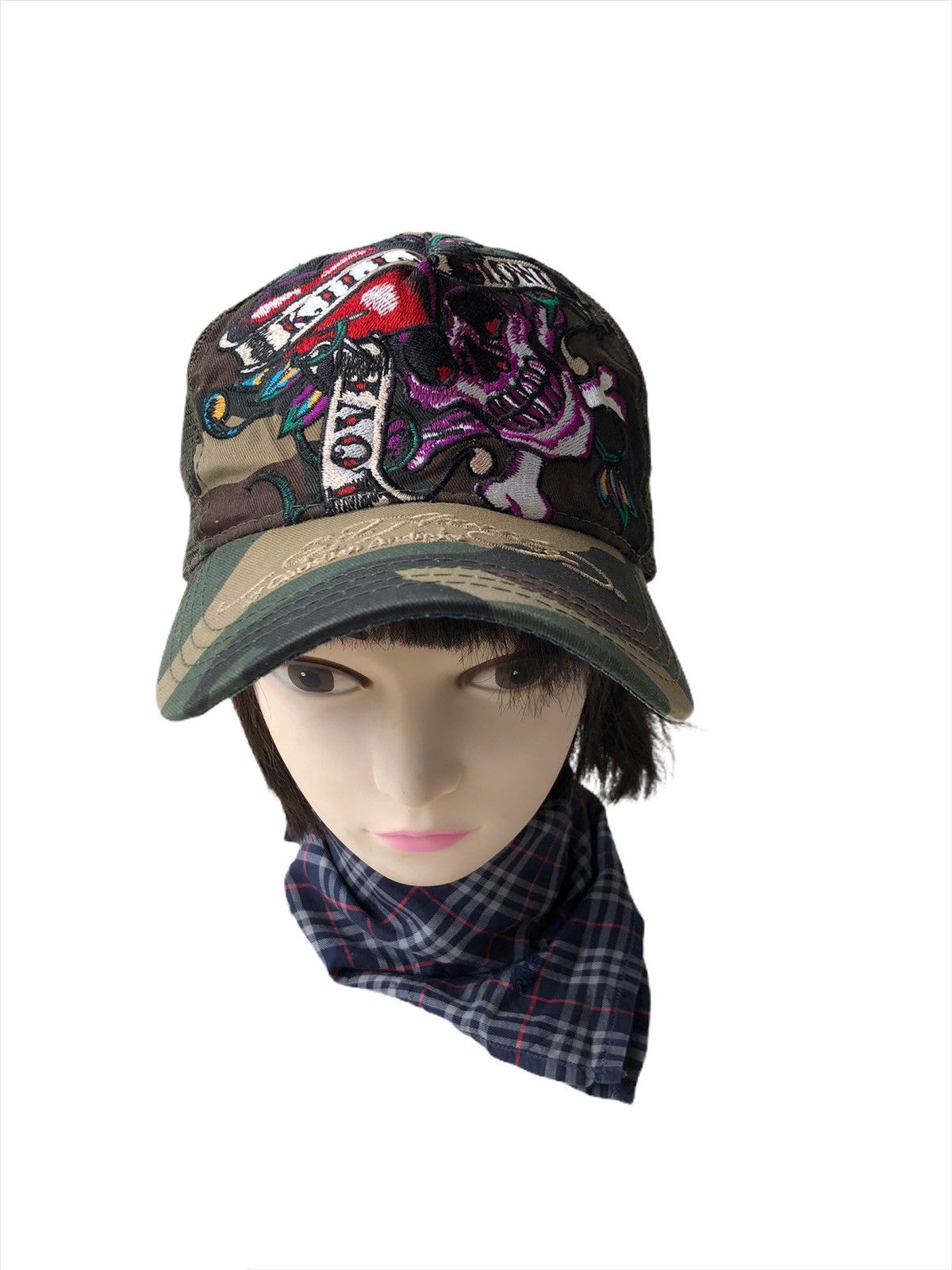 Christian Audigier RARE🔥Ed Hardy 🇺🇸 Tattoos Artist Camo Trucker Hat Size ONE SIZE - 2 Thumbnail