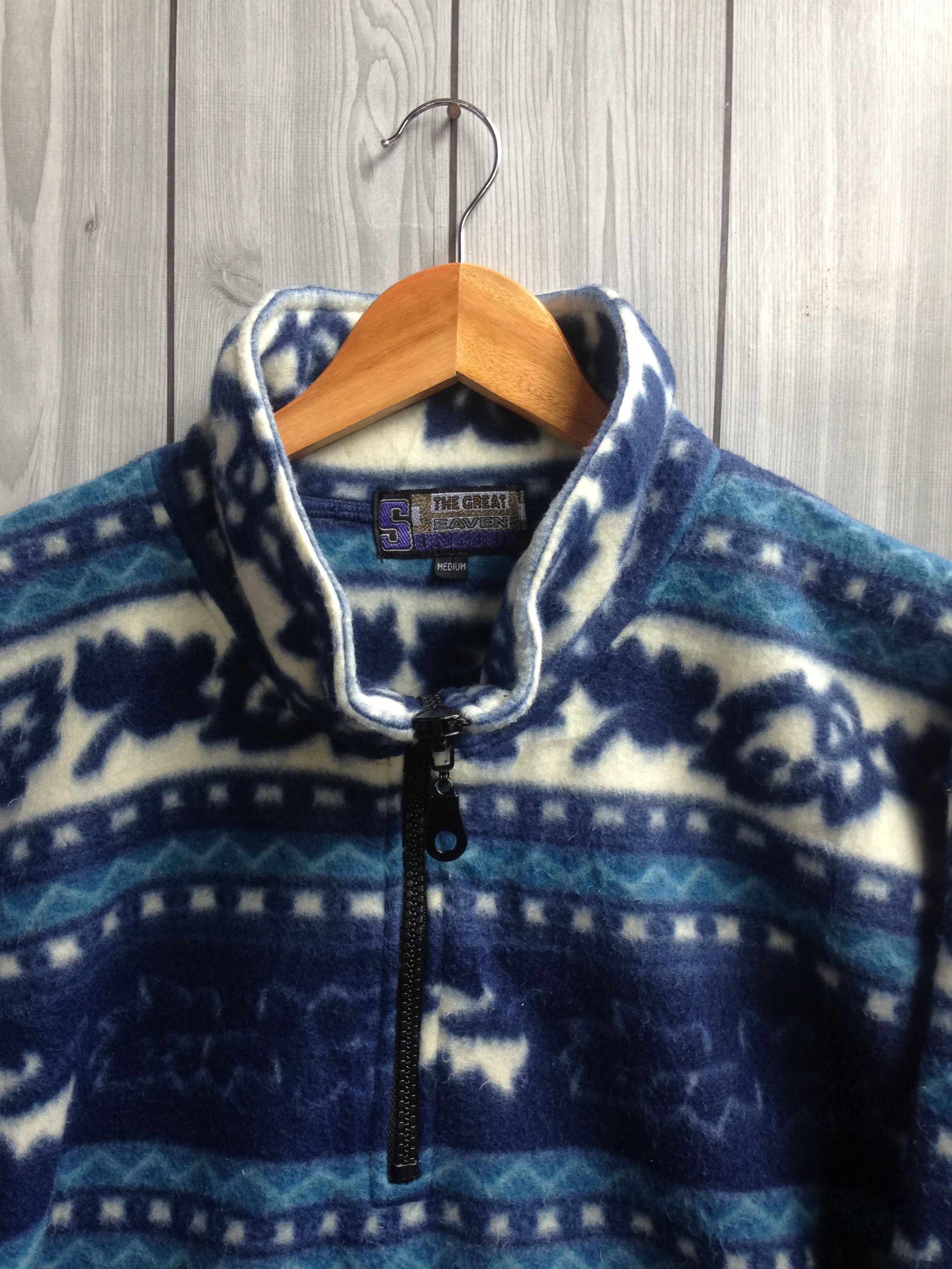 Native × Vintage Tribal Abstract Printed Fleece Sweater Size US M / EU 48-50 / 2 - 2 Thumbnail