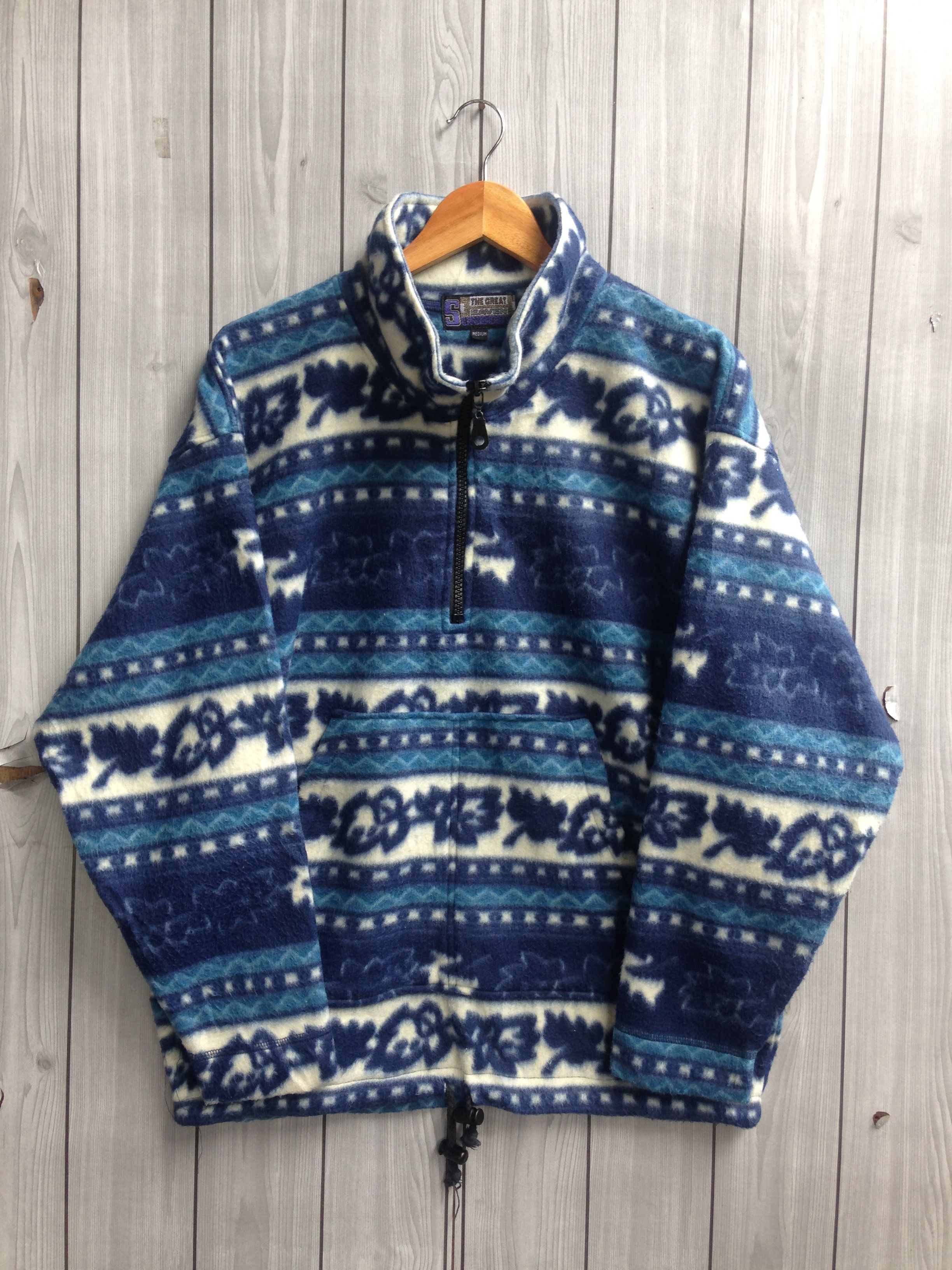 Native × Vintage Tribal Abstract Printed Fleece Sweater Size US M / EU 48-50 / 2 - 1 Thumbnail