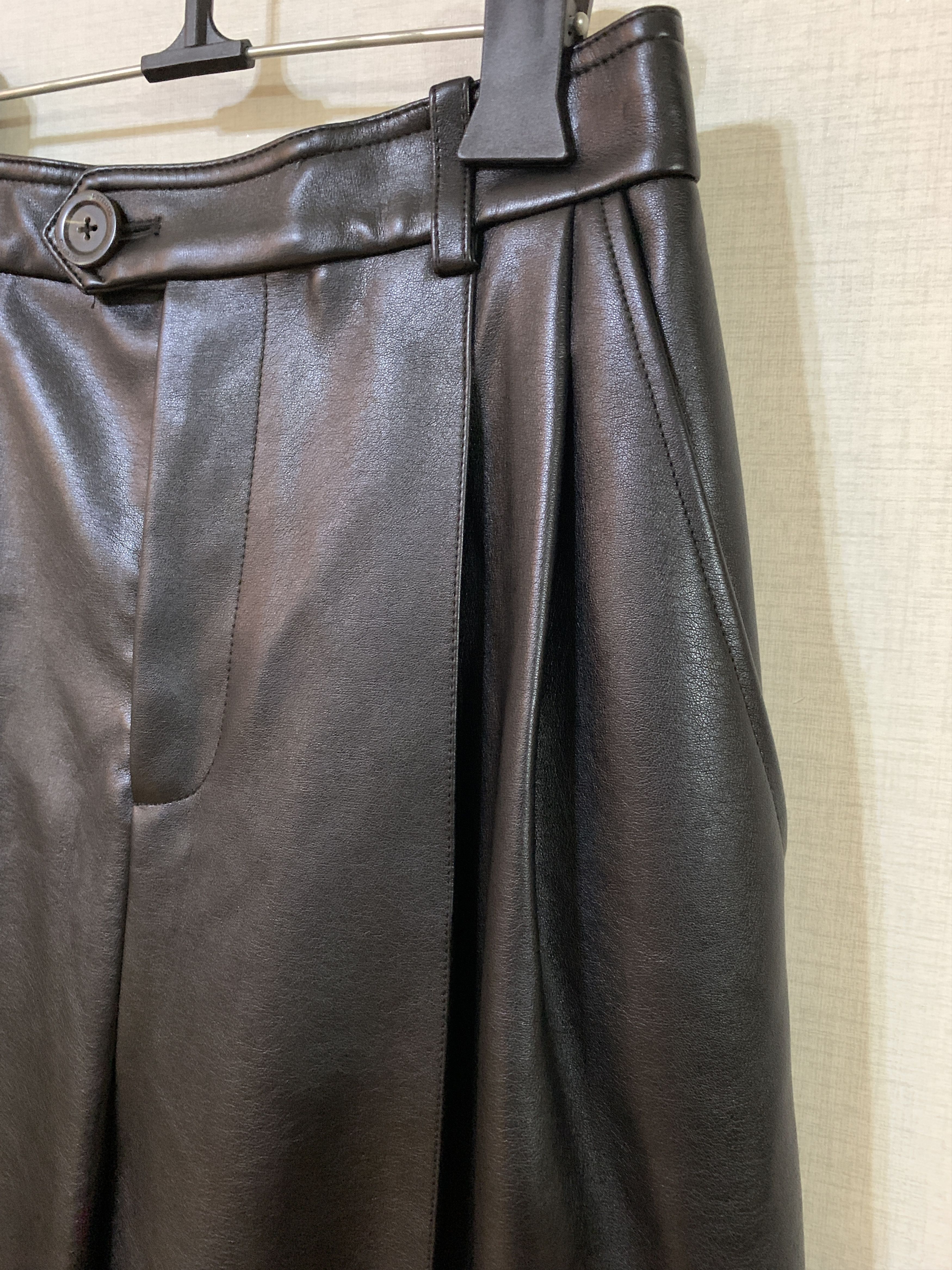 Peter Do Eco Leather Wide Pants Size 27" / US 4 / IT 40 - 4 Thumbnail