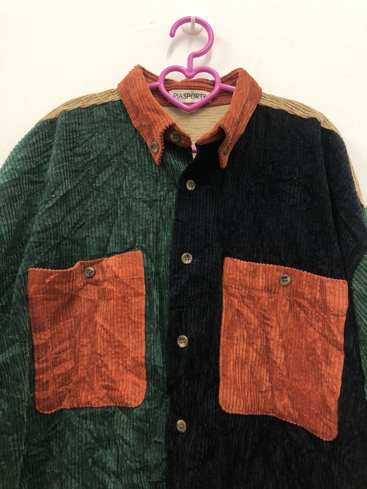 Japanese Brand Iconic PIA SPORTS Patchwork Abstract Pop Art Corduroy Shirt Size US M / EU 48-50 / 2 - 2 Thumbnail