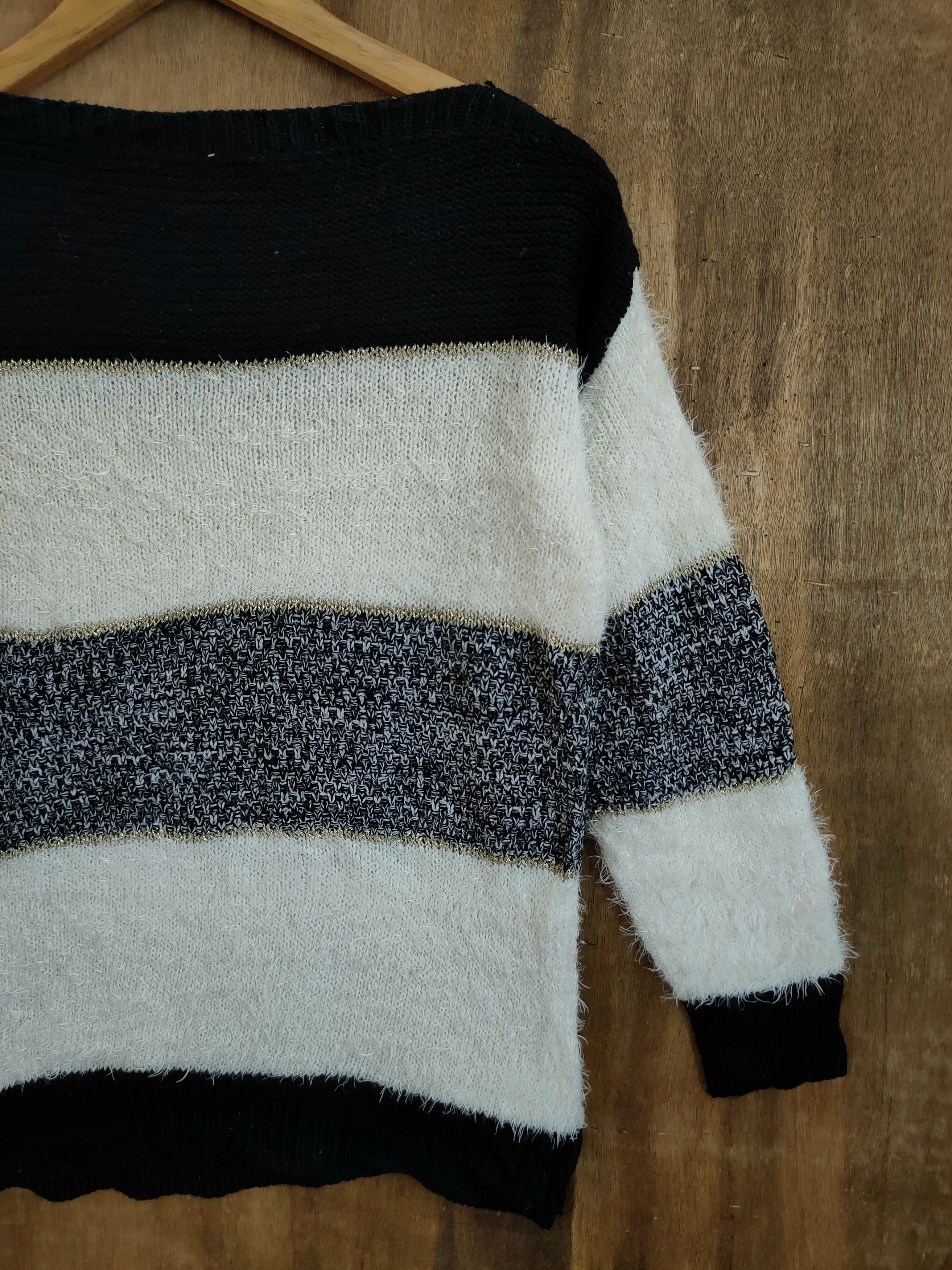 Japanese Brand D HK Works London Stripe shag shaggy mohair knitwear #46-908 Size M / US 6-8 / IT 42-44 - 11 Thumbnail