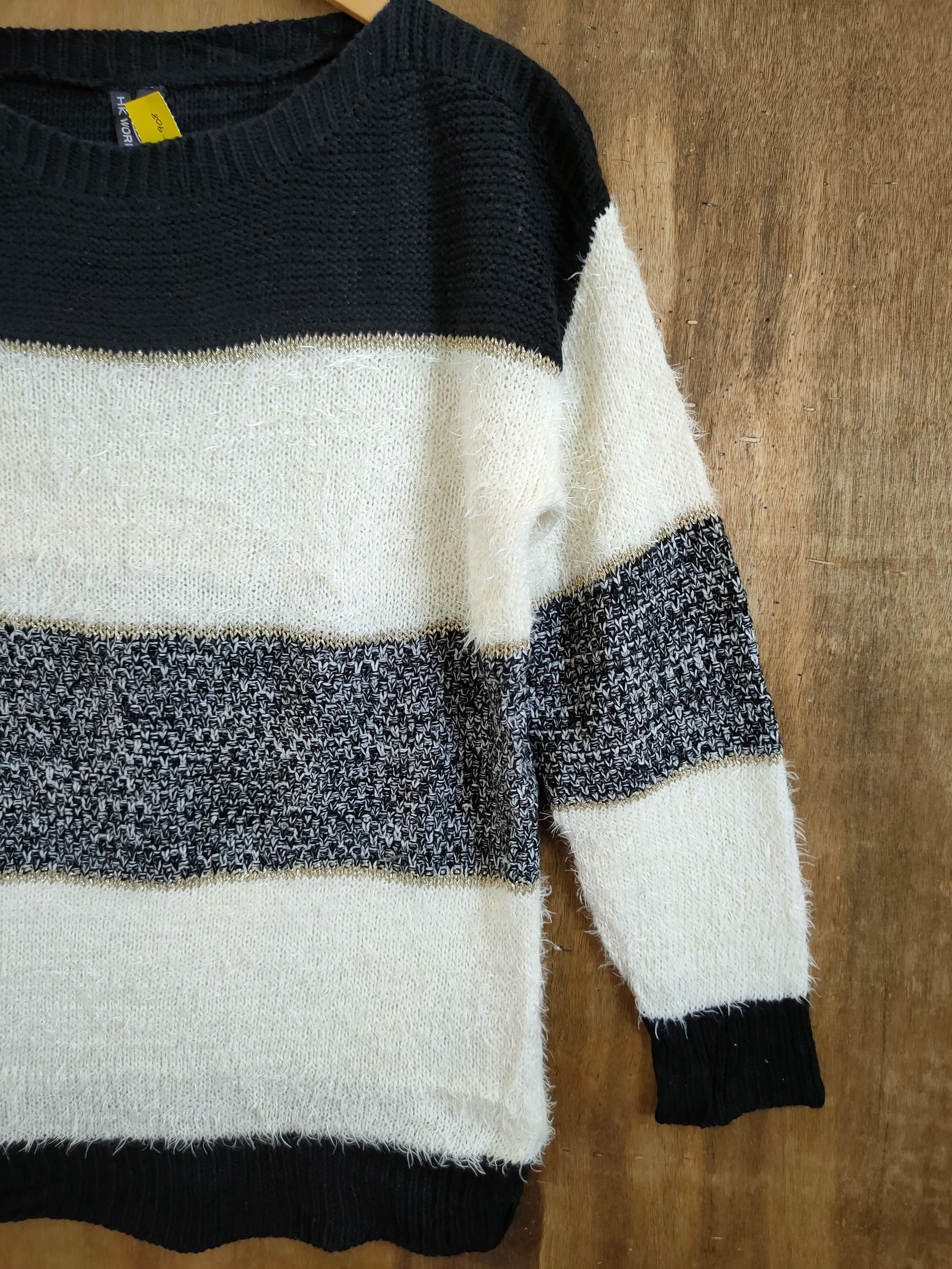 Japanese Brand D HK Works London Stripe shag shaggy mohair knitwear #46-908 Size M / US 6-8 / IT 42-44 - 3 Thumbnail