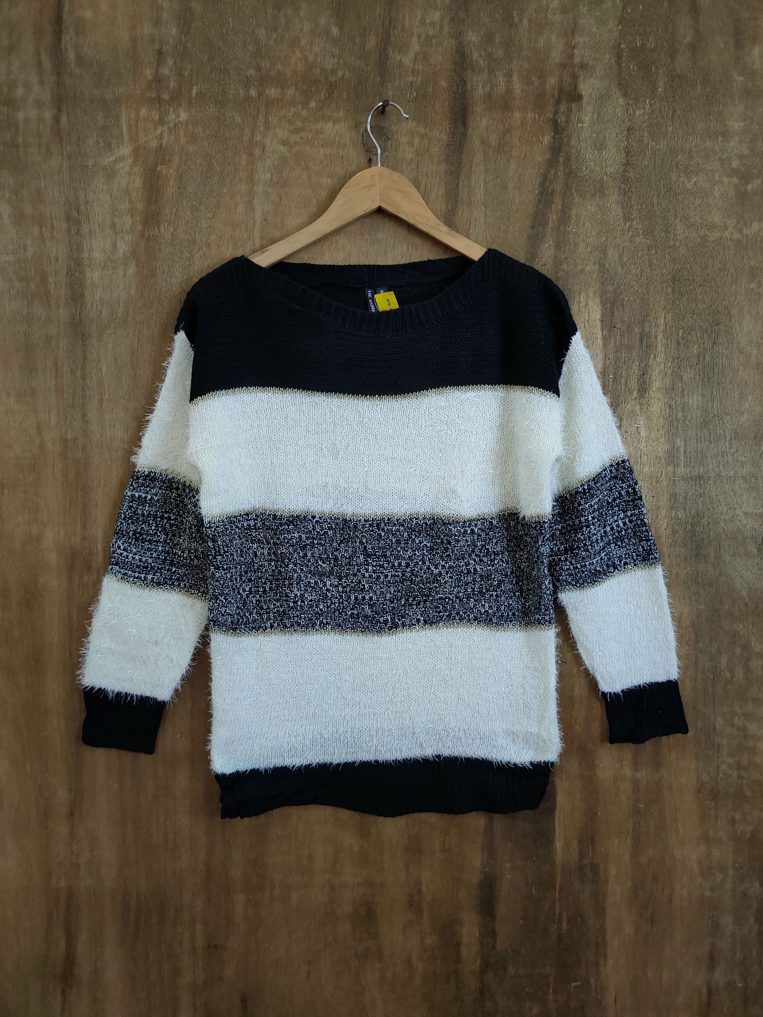 Japanese Brand D HK Works London Stripe shag shaggy mohair knitwear #46-908 Size M / US 6-8 / IT 42-44 - 1 Thumbnail