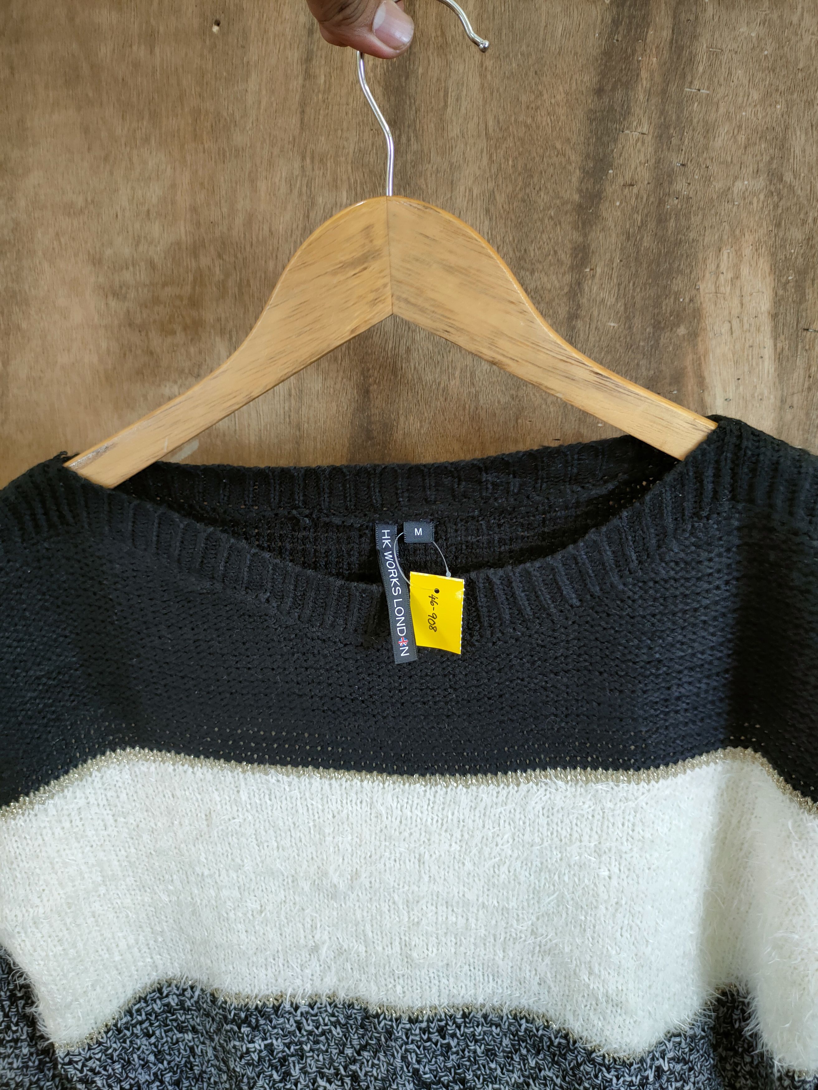 Japanese Brand D HK Works London Stripe shag shaggy mohair knitwear #46-908 Size M / US 6-8 / IT 42-44 - 8 Thumbnail