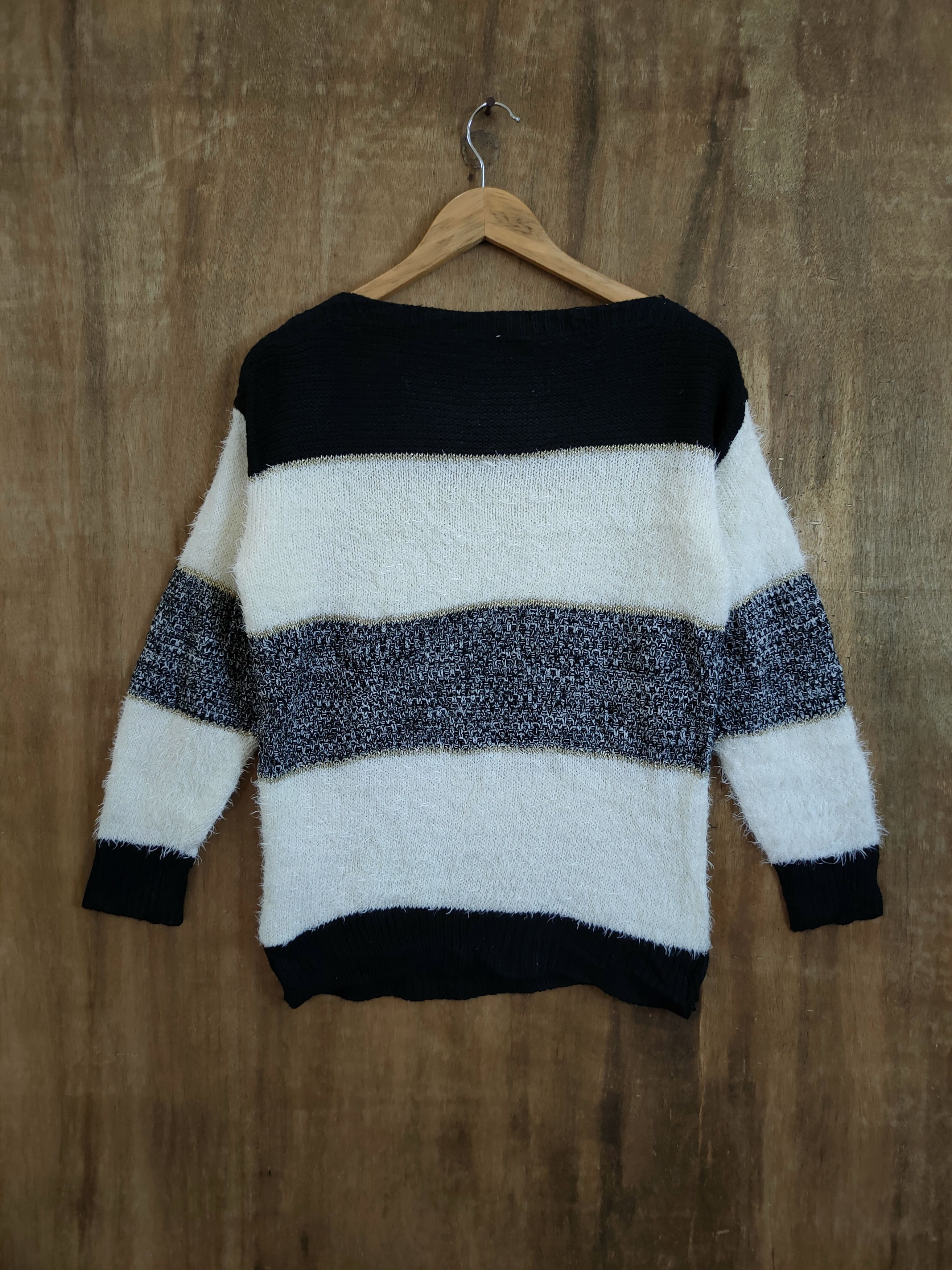Japanese Brand D HK Works London Stripe shag shaggy mohair knitwear #46-908 Size M / US 6-8 / IT 42-44 - 9 Thumbnail